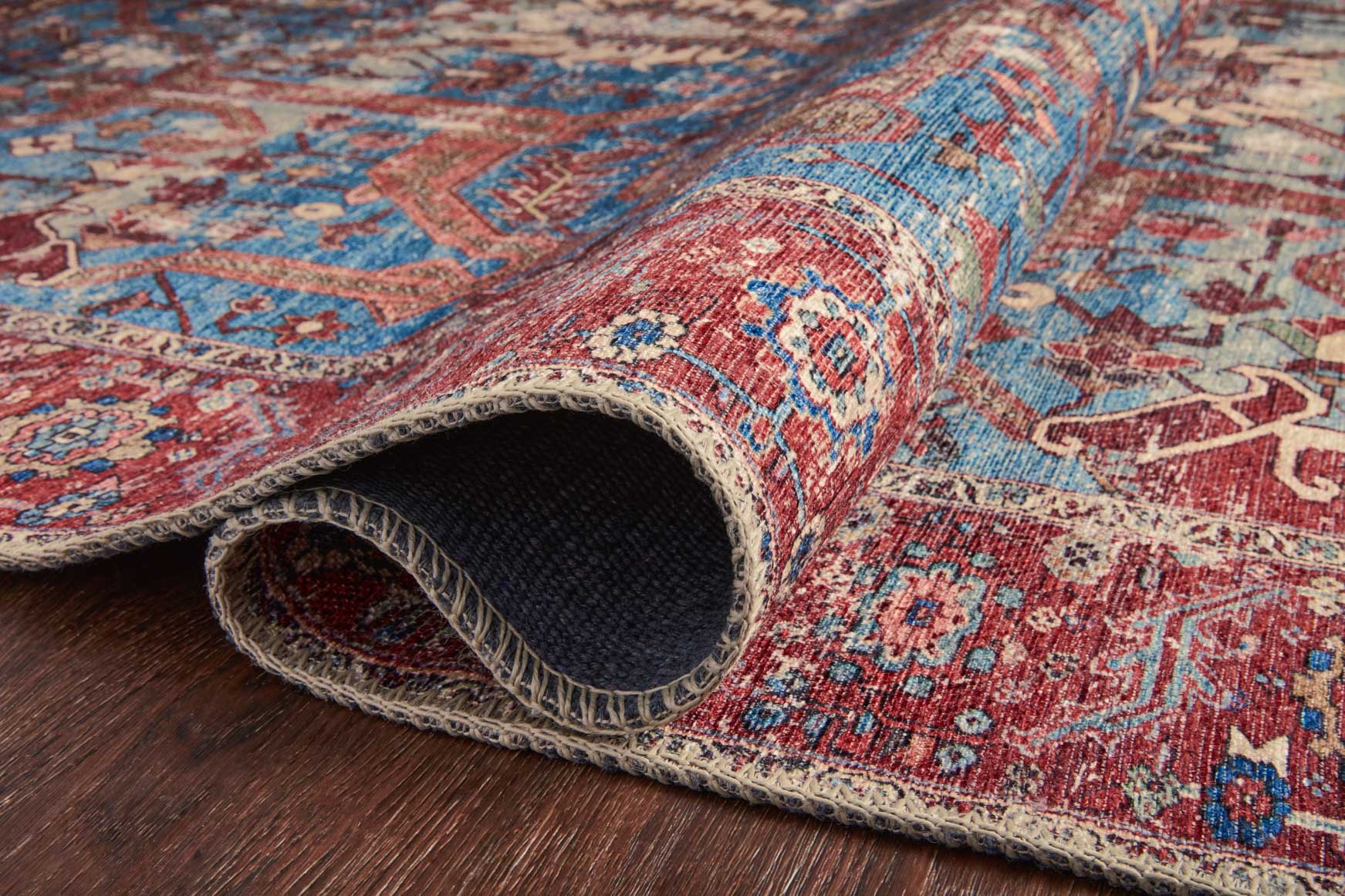 Loloi II Loren Collection - Traditional Power Loomed Rug in Blue & Red (LQ-10)