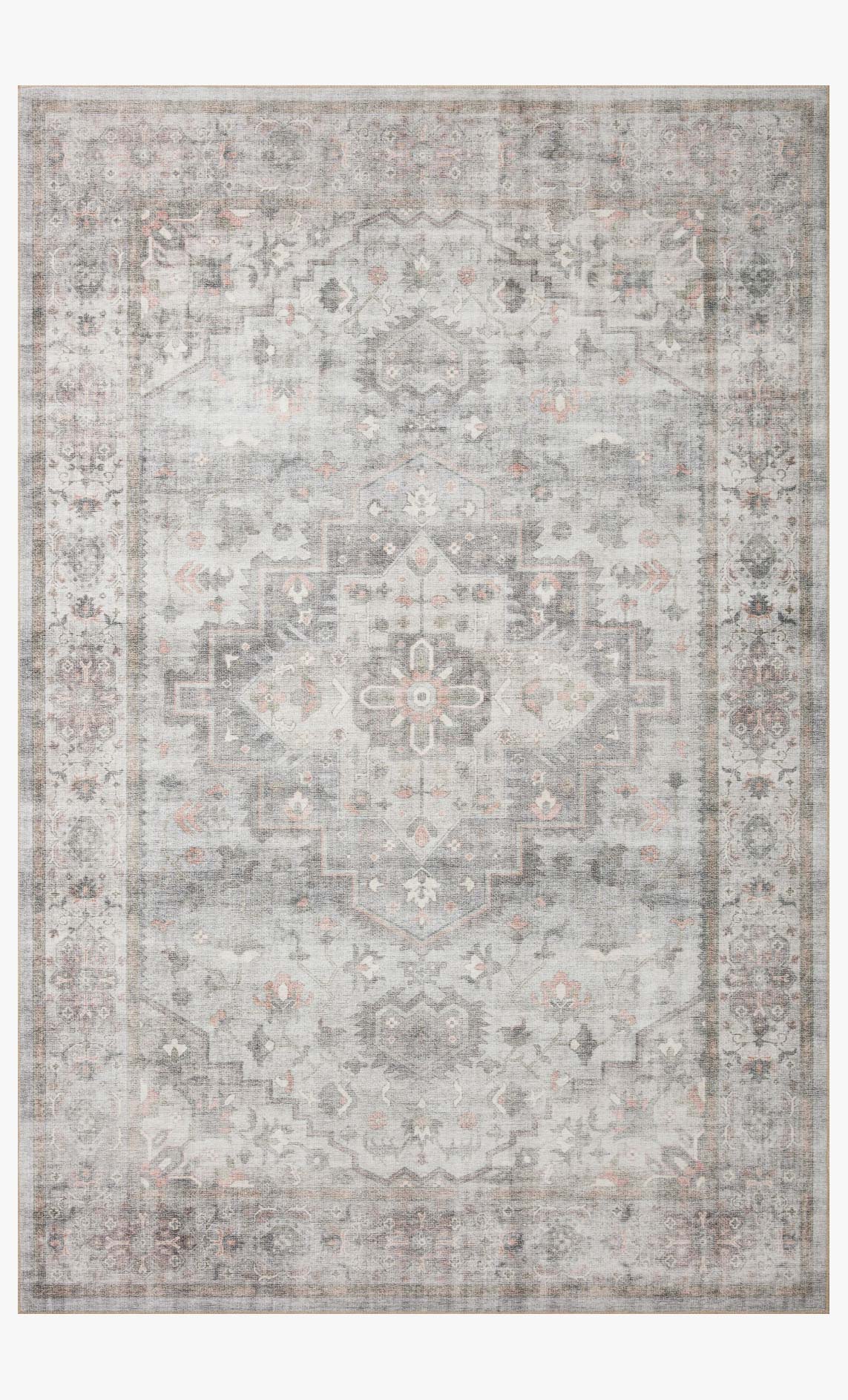 Loloi II Heidi Collection - Traditional Power Loomed Rug in Dove & Blush (HEI-02)