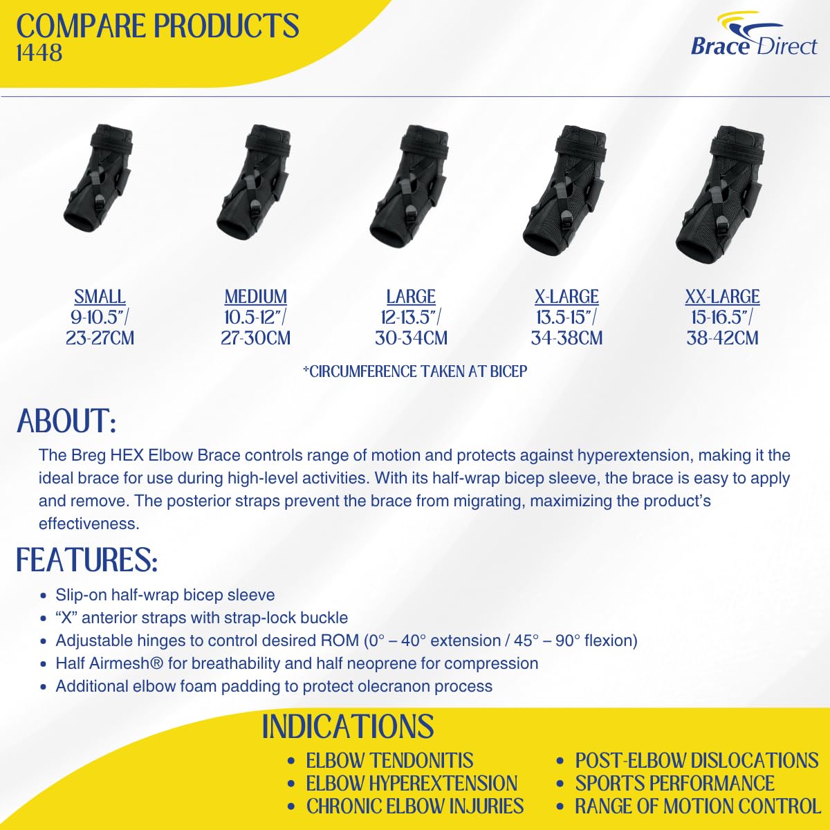 Breg HEX Elbow Brace - Athletic Support for Tendonitis & Hyperextension