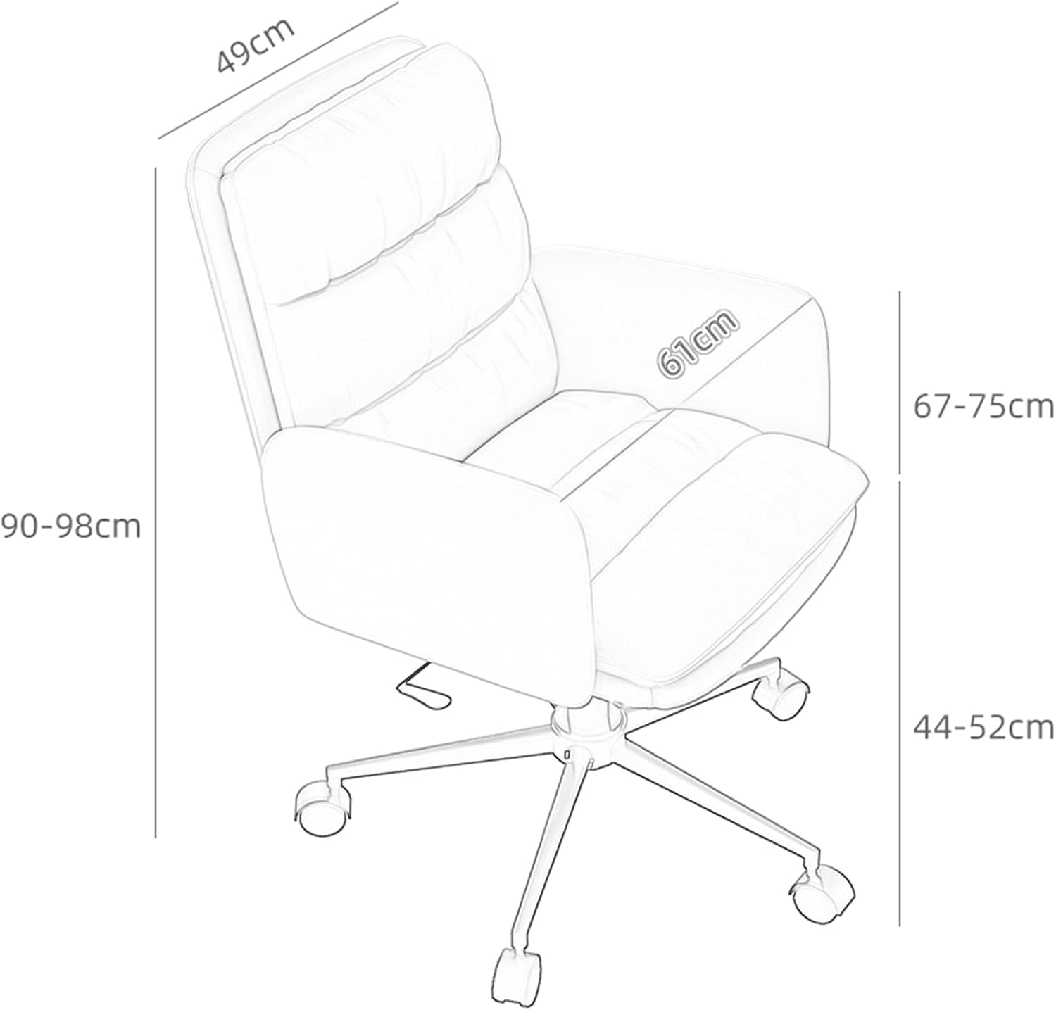 Home Office Chair Mid Back PU Leather Desk Chair Computer Chair Ergonomic Task Rolling Swivel Chai with Lumbar Support & Armrest (White