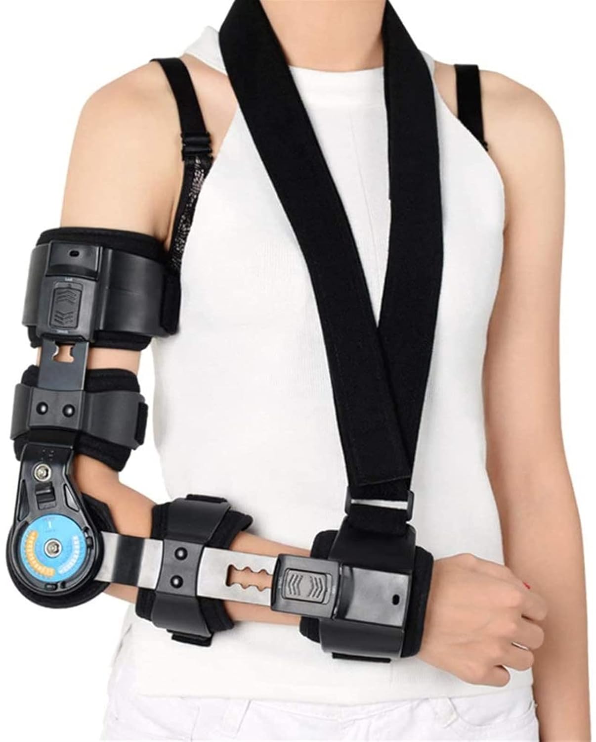 Hinged Elbow Brace With Strap Post OP Elbow Brace Stabilizer Splint Arm Orthosis Injury Recovery Support Elbow Immobilizer,Right