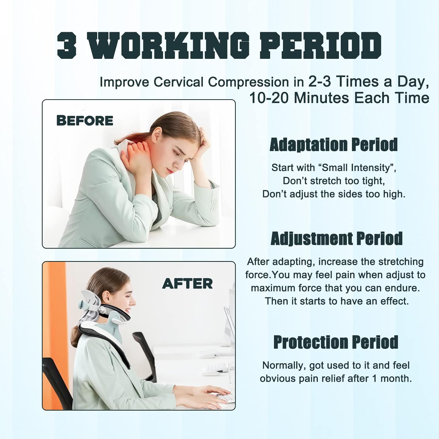 Cervical Neck Traction Device,Electric Air Pump Neck Stretcher Cervical Traction Device,with 3 Power Traction and 8 Airbag Support,Neck Brace which Decompresses the Neck and Relieves