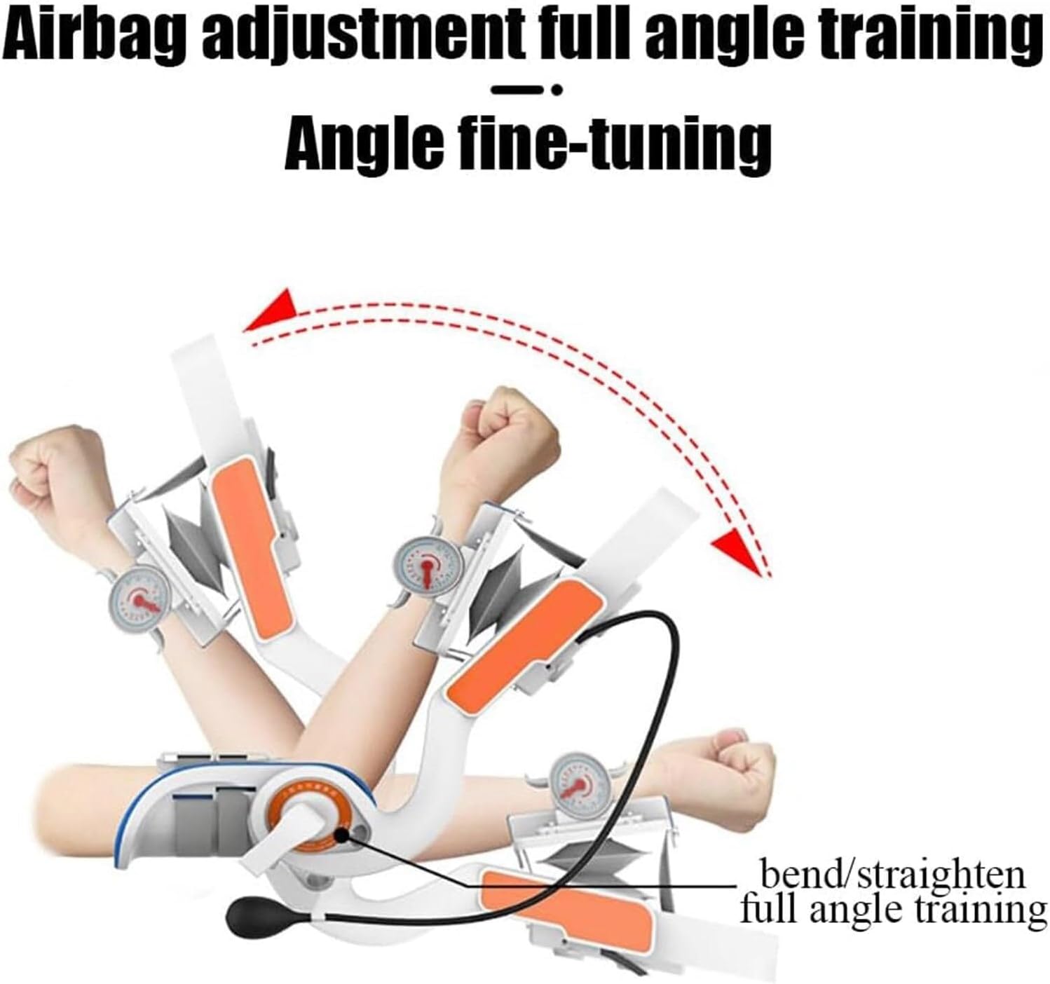 Elbow Rehabilitation Device, Elbow Brace Arm Exerciser with Air Bag Compression and Angle Dial, Adjustable -15° to 150° Angle