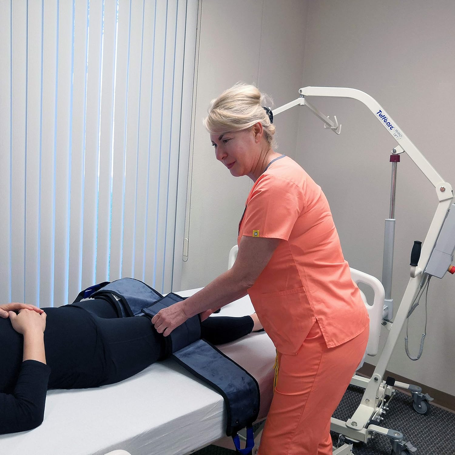 Hip Lift Sling (Medium) Solid Fabric, Non-Slip Polyester Sling, Inner Thigh Cuff Compatible with Hoyer, Invacare, McKesson, Drive, Lumex, Medline, Joerns and Other Patient Lifts