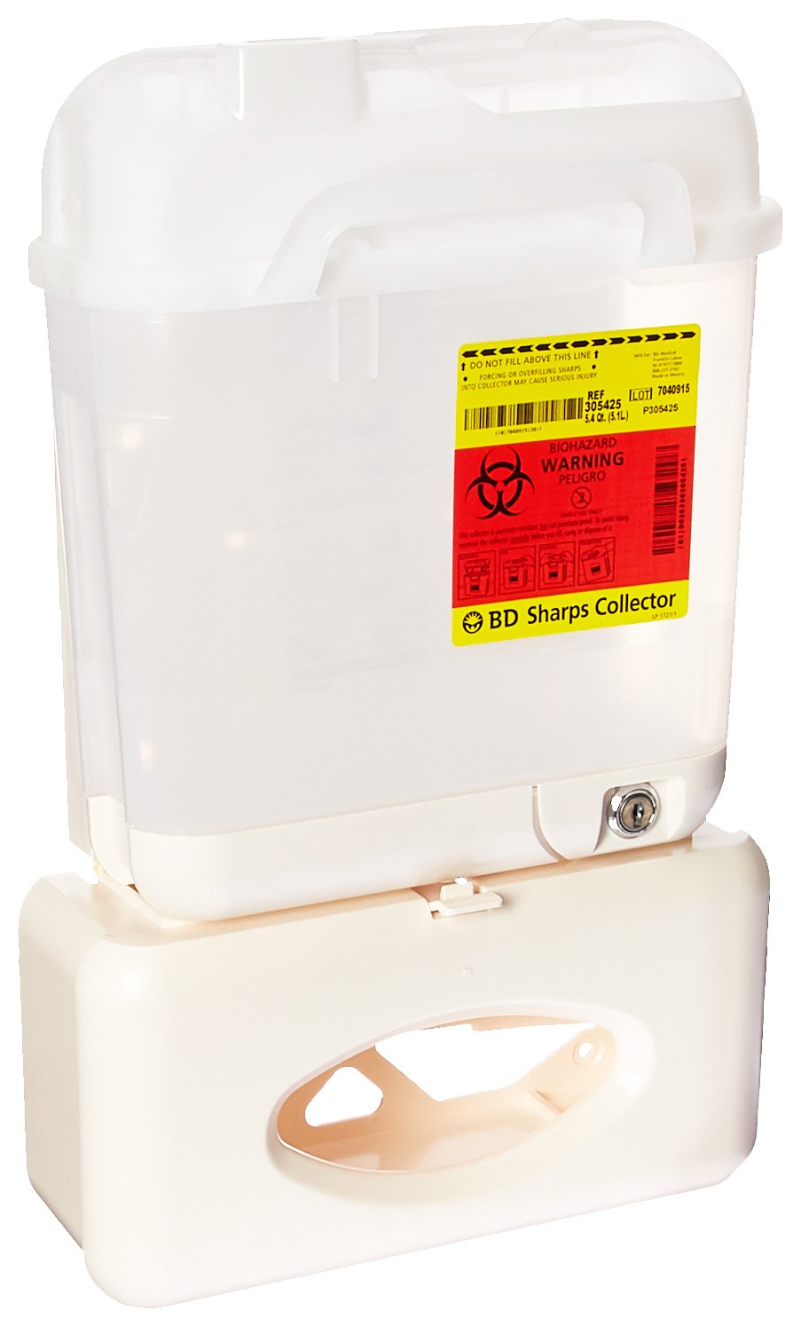 BD Medical Systems 305550 Wallmate Next Generation Starter Kit, 5.4 Quart Capacity Sharps Collector, Non-Sterile, Pearl