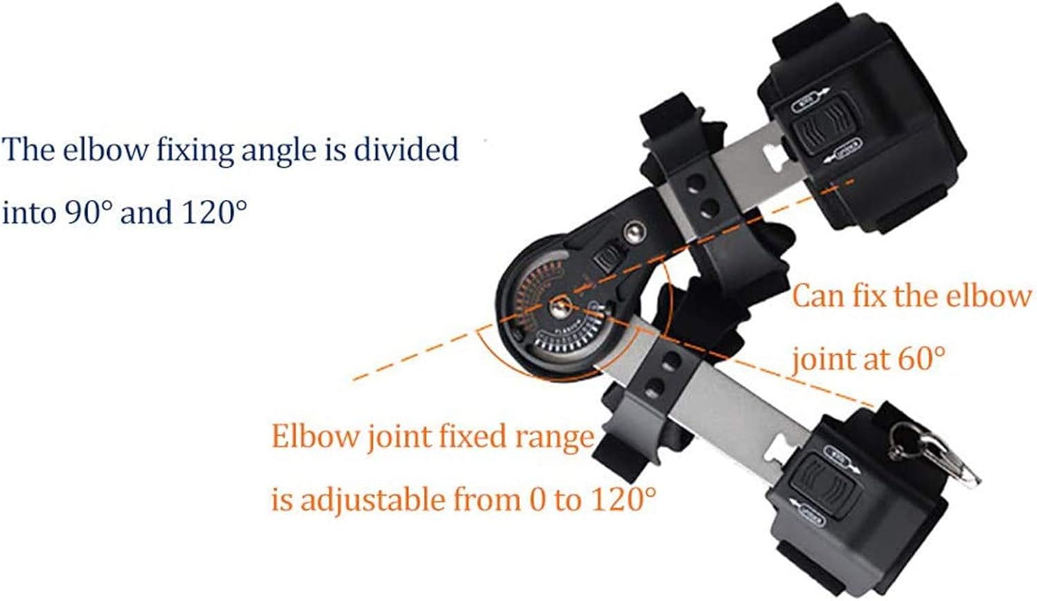 Hinged Elbow Brace, Adults Arm Elbow Splint Immobilizer Brace, Adjustable Elbow Fixator Orthosis for Post Op Elbow Fracture Rehabilitation,Left,Right-One Size