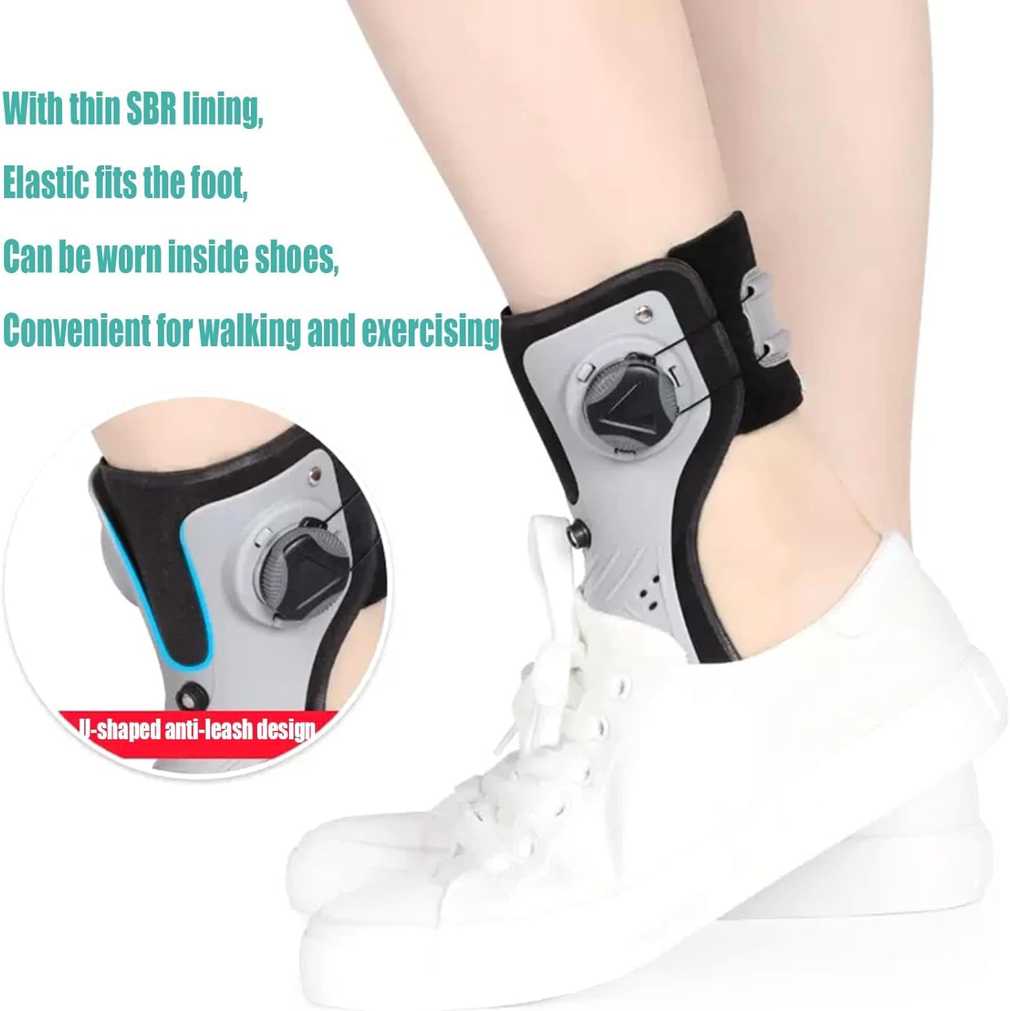 Mavdecll Foot Drop Orthotics, Posture Correct Foot Brace, Hollow Heel and Rotary Buckle, Air Bag Protection Design, Ankle Orthosis Support, Walking Foot Stabilizer, for Hemiplegia(Right-M