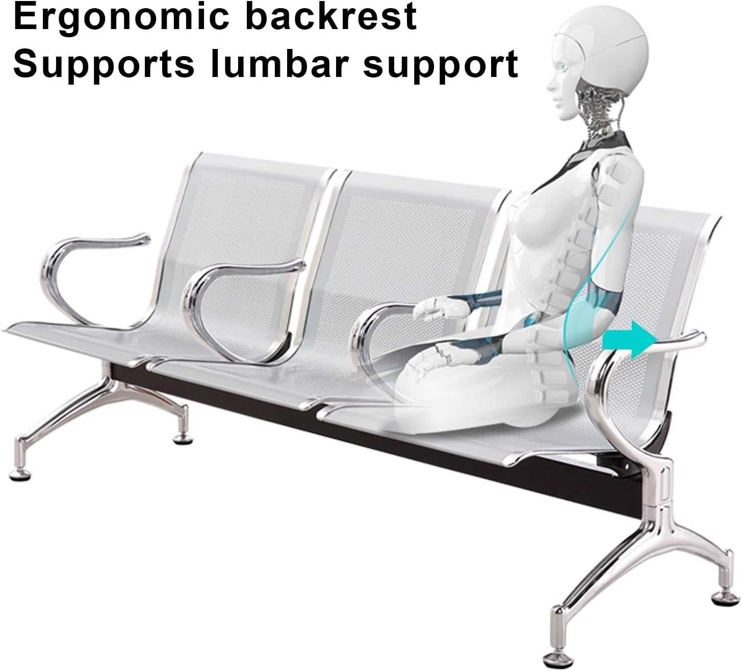 3Seat Waiting Room Bench with Armsleather Reception Chairs Stylish Office Furniture for Hospitals Salons and Barber Shopsblack Seating Solution (Yellow)