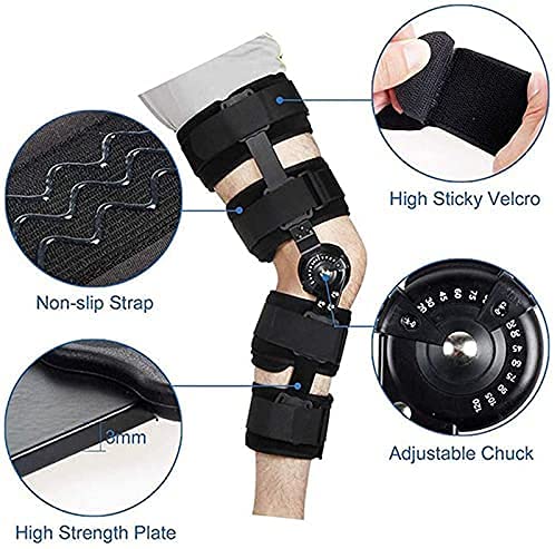 Hinged Knee Brace, Adjustable Post Op Patella Brace Support Stabilizer Pad Orthosis Splint Wrap Orthopedic Guard Protector - Leg Brace Support,Right-L,Left-M