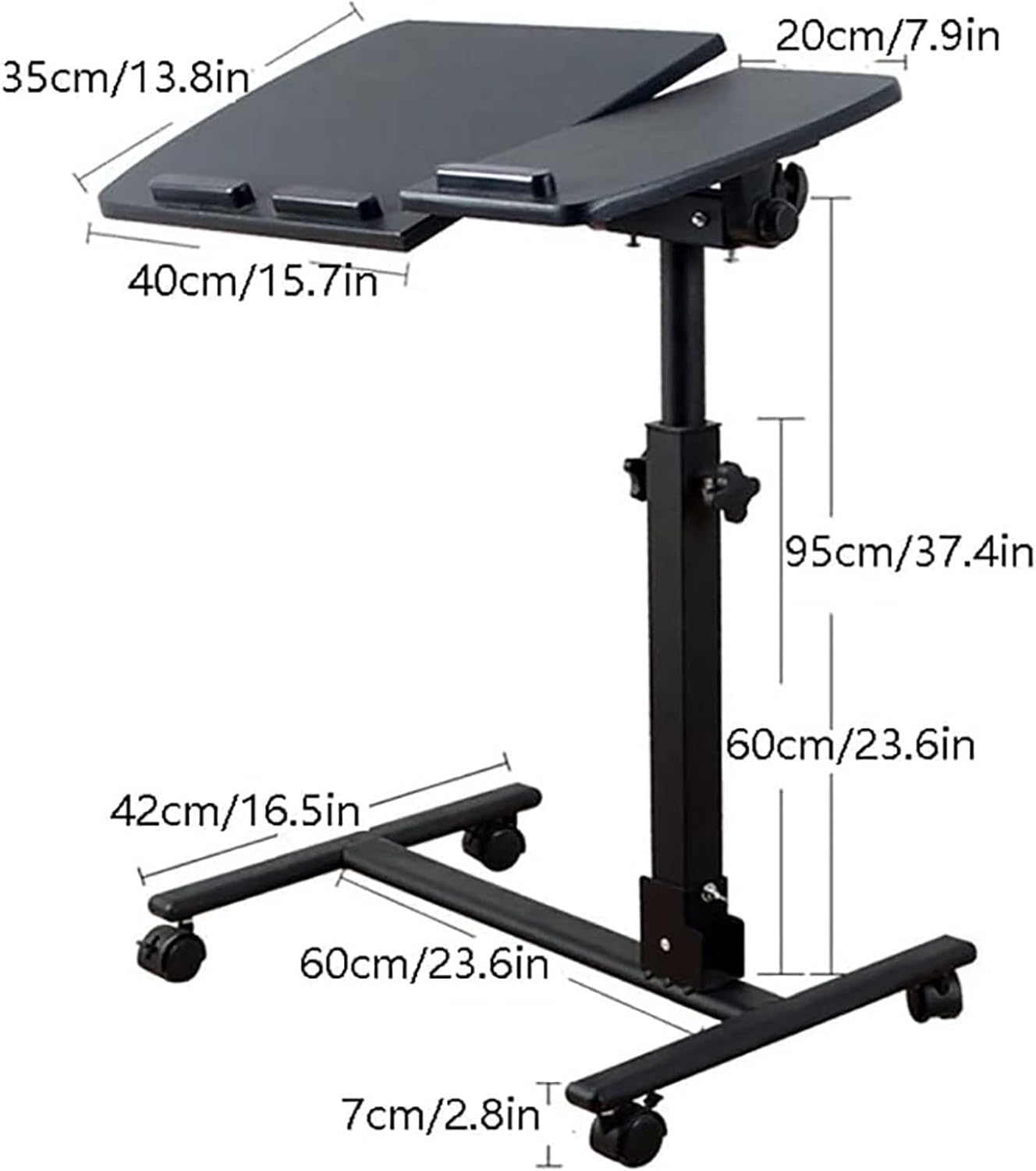 Over-Bed Tables, Mobile Folding Use Portable Height Adjustable Bed Side Table with Swivel Castors for Home or Medical (Color : B), XX999