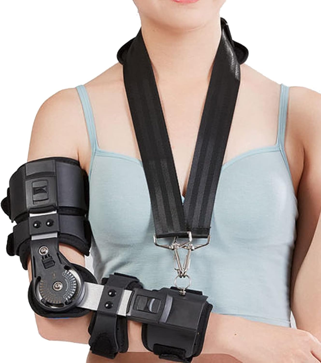 Arm Rehabilitation Elbow Protector Hemiplegia Hinged Elbow Brace for Arm Wrist Stroke Rehabilitation Pain Relief (Color : Black, Size : Right Arm)
