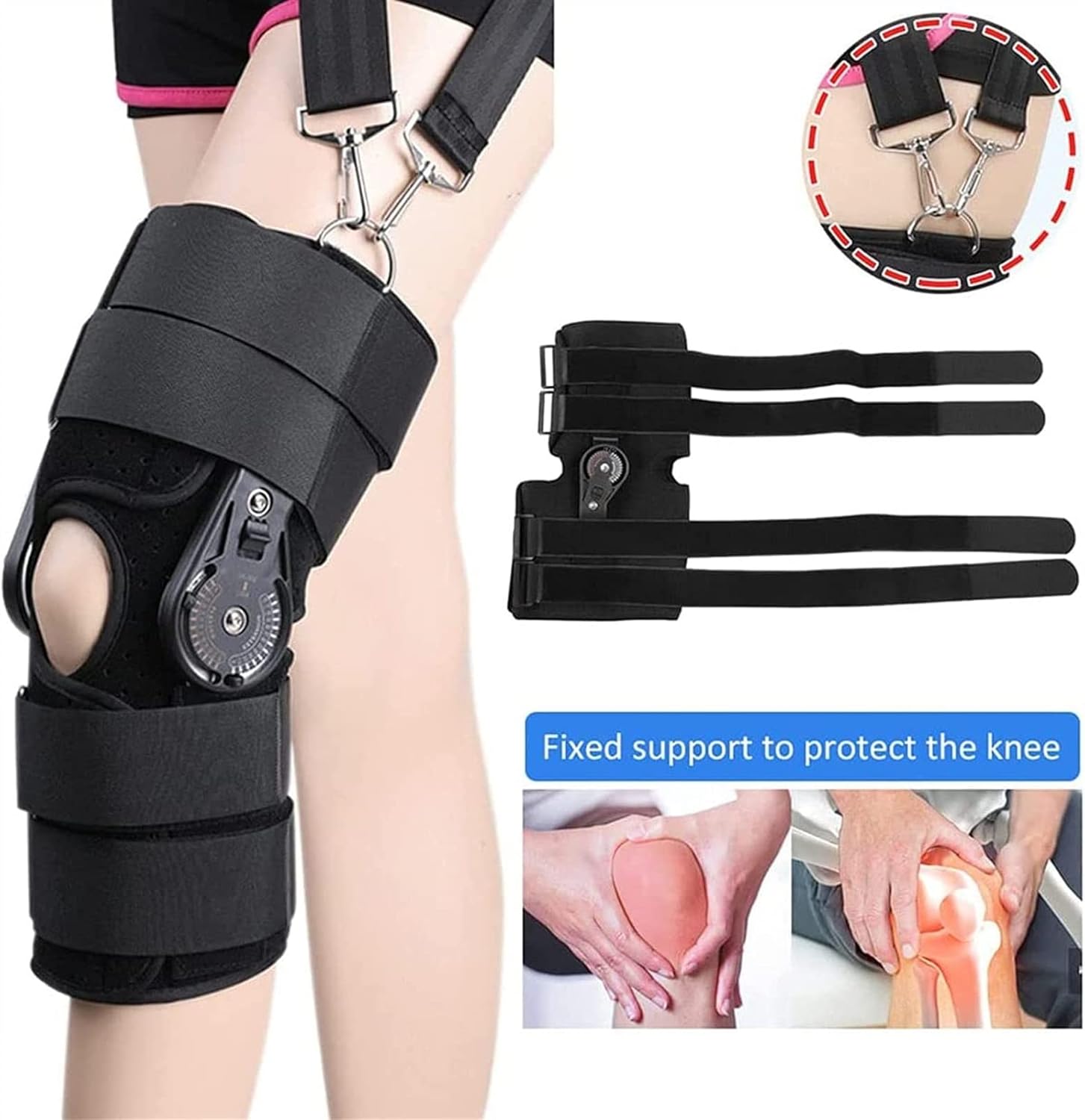 Knee Brace, Adjustable Knee Brace, Knee Immobilizer Brace, Orthopedic Support Stabilizer After Surgery, Post Op Knee Brace for Dislocation, Subluxation, Patellofem(