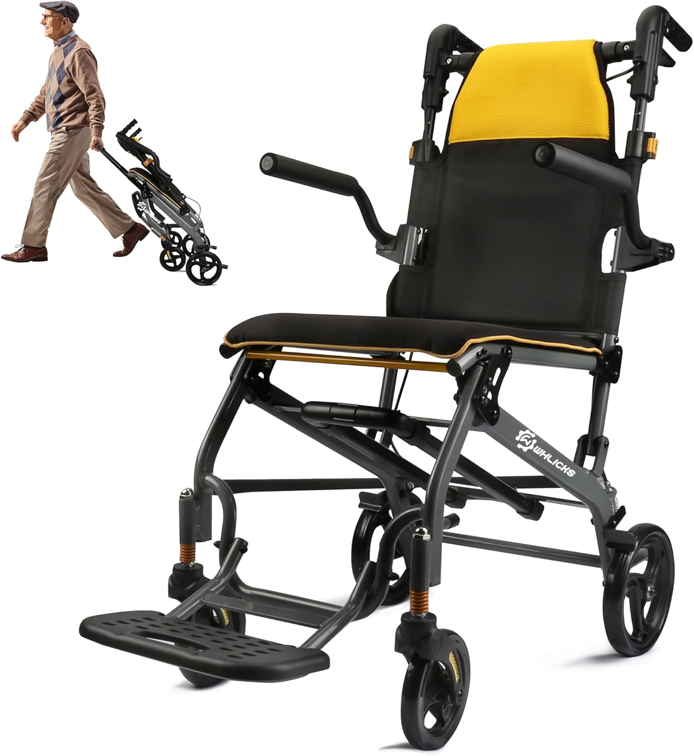 Wheelchairs for Adults Transport Chair Lightweight Foldable with Telescopic Handle,17