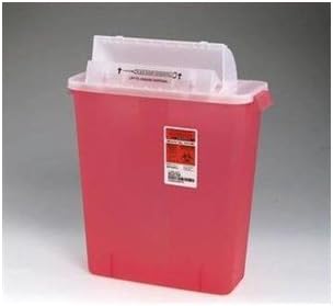 Covidien 8537SA SharpStar 2 Gal. Sharps Container w/Counter Balanced Lid, 10/case Transparent Red