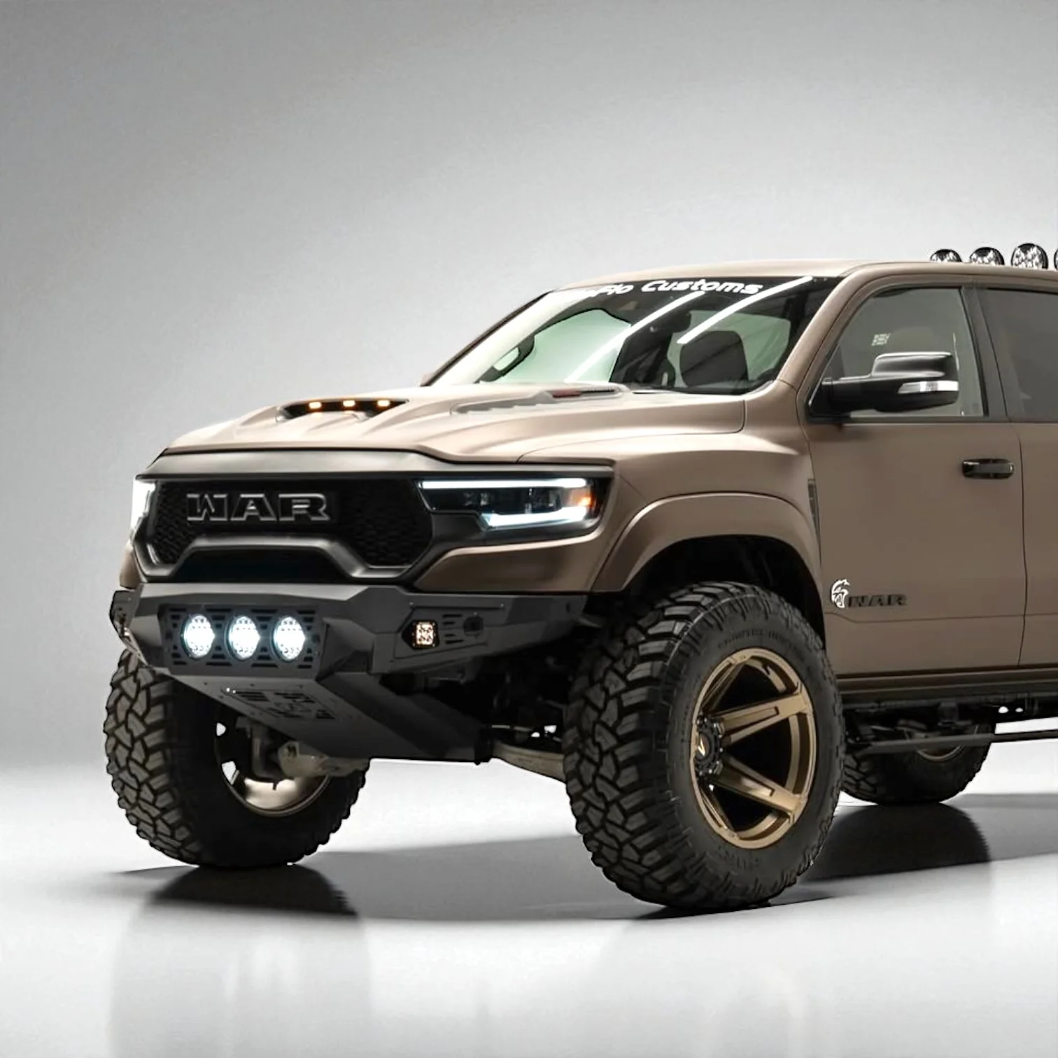 RAM TRX Baja Front Bumper w/ 3 Center Lights & Skid Plate 2021-2024