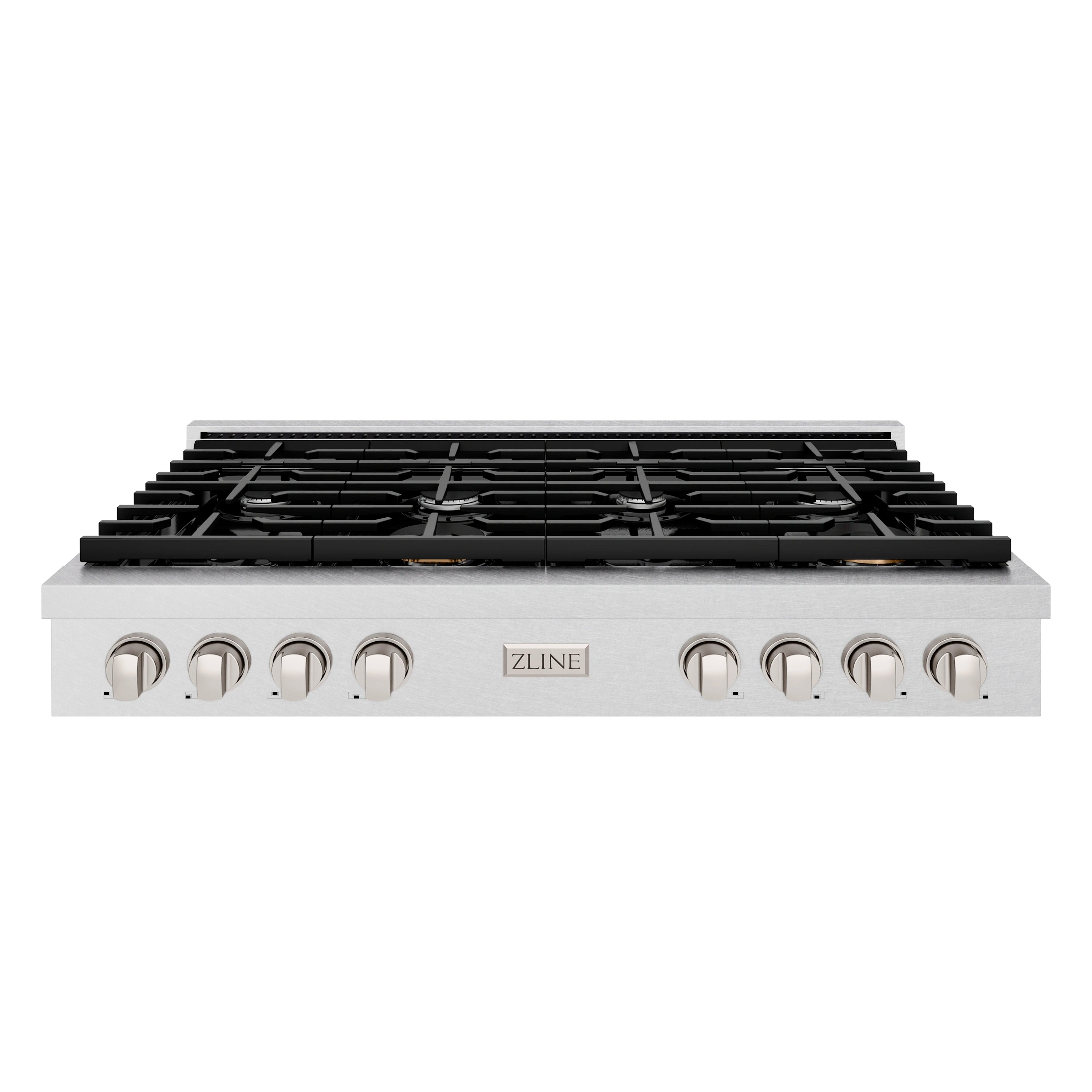 ZLINE Paramount 48-Inch Gas Rangetop with 8 Burners and Porcelain Cooktop in Satin Stainless Steel (SRTS-48)