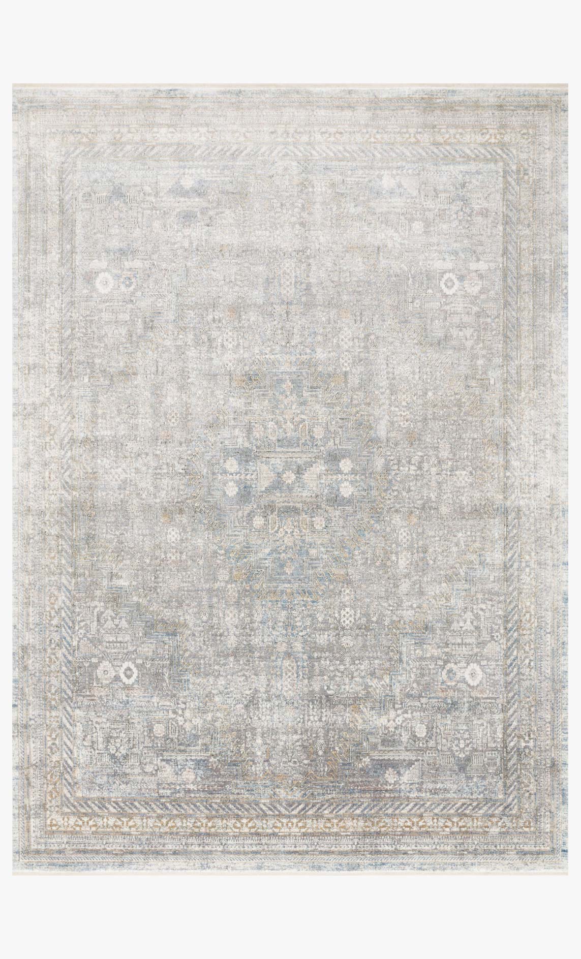 Loloi Gemma Collection - Traditional Power Loomed Rug in Silver (GEM-01)
