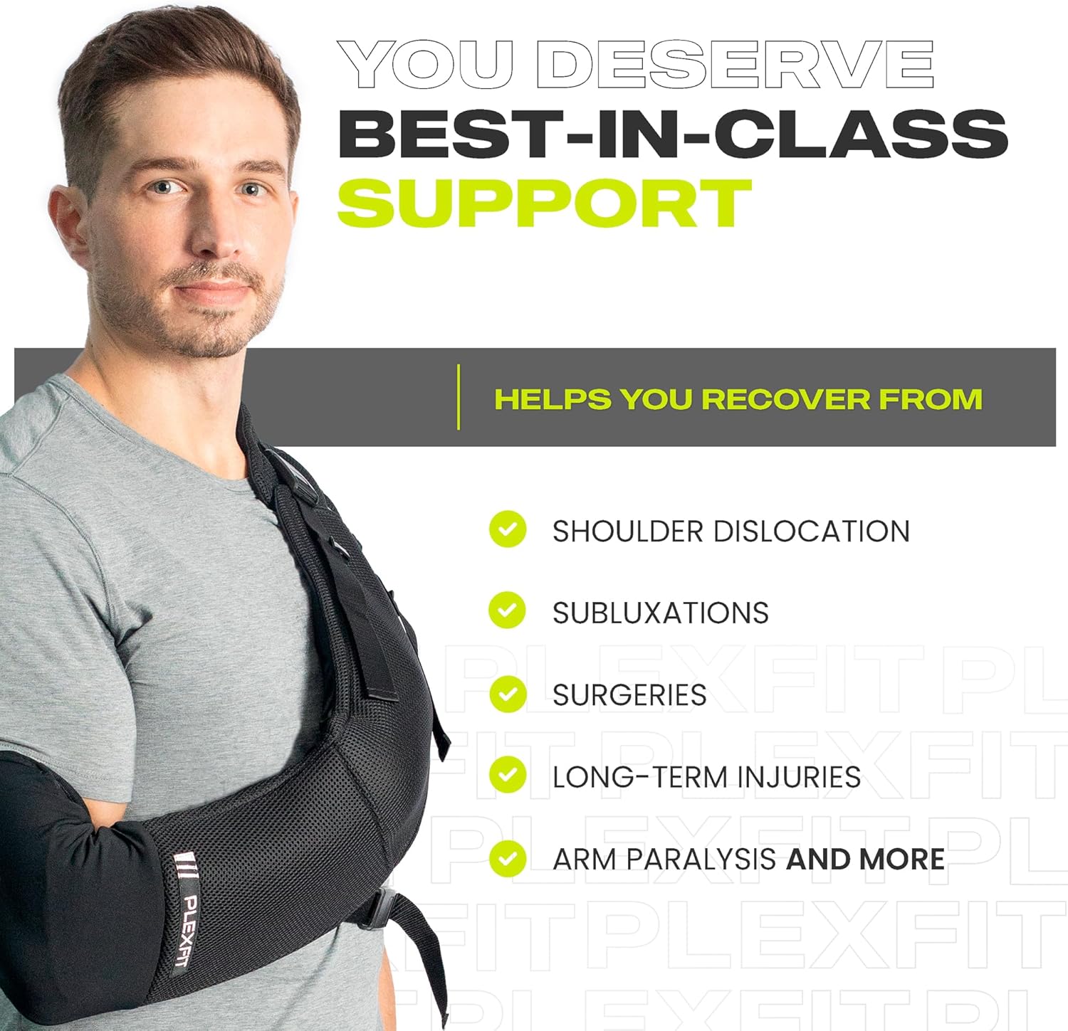 Athletic Arm Sling Class A Medical Device - Shoulder Sling Immobilizer for Injury Support - for Elbow & Wrist Too - Men & Women (Medium Left, Black)
