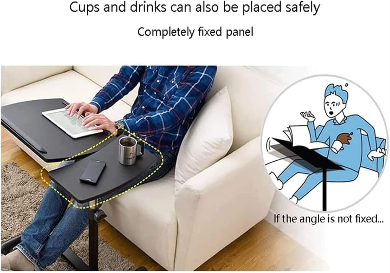 Over-Bed Tables Medical Overbed Table Sturdy and Ergonomic Adjustable Height Mobile Standing Desk for Hospital and Home Use Portable