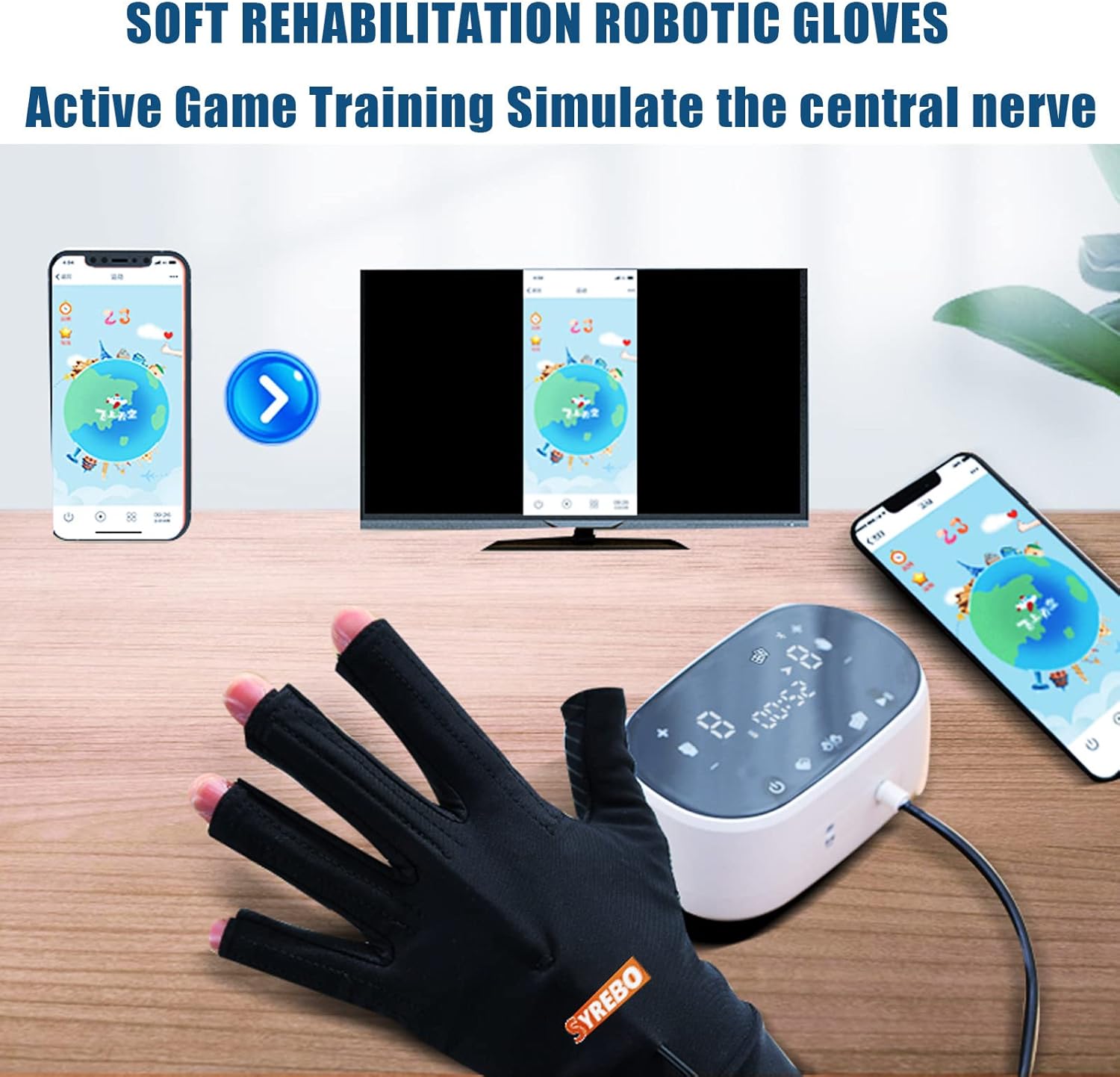 Physical Therapy Equipment Soft Robotic Hand Recovery Machine for Stroke Finger Orthotics Trainer with Single Finger Training,for Stroke Hemiplegia Patients Tendons Exercise,RightHand-7age(child)