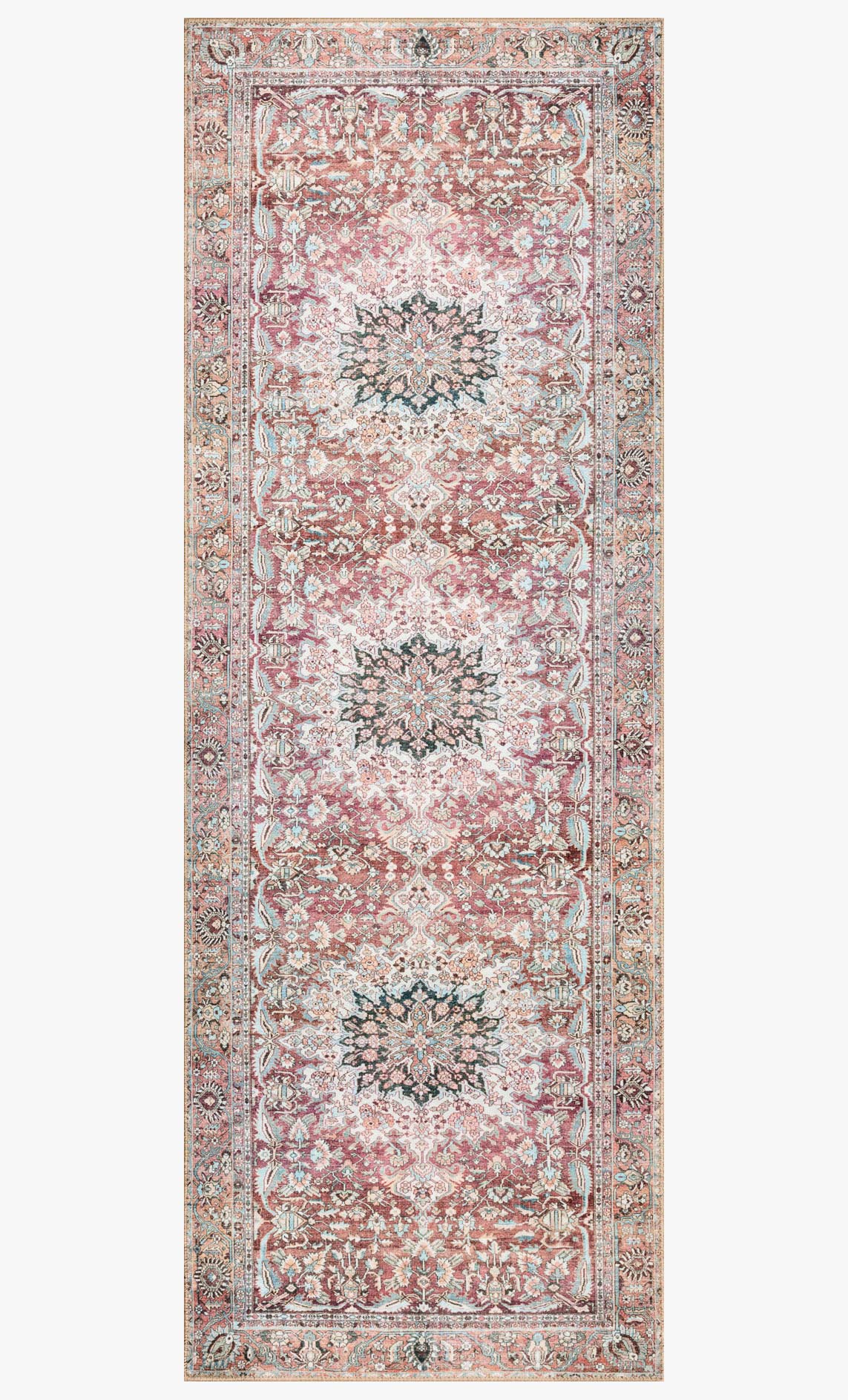 Loloi II Wynter Collection - Traditional Power Loomed Rug in Tomato & Teal (WYN-05)