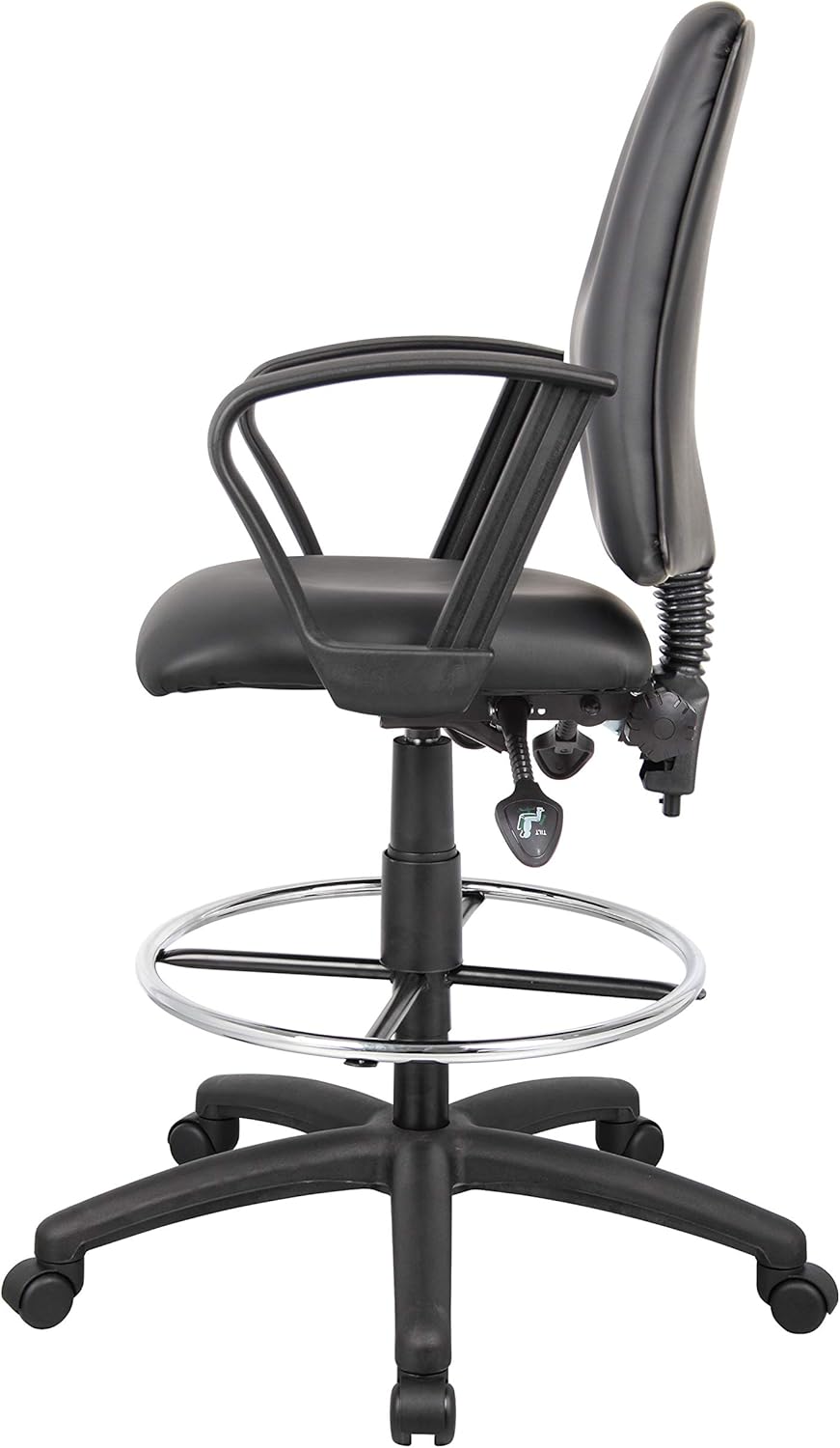 BOSS Multi-Function Leatherplus Drafting Stool with Loop Arms, Black (B1647)