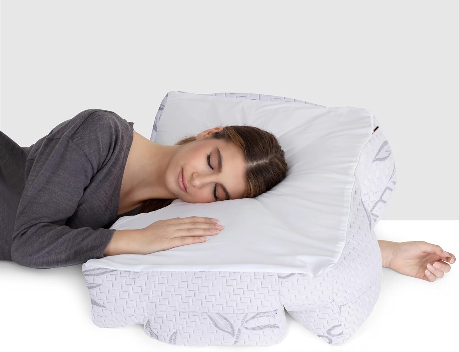 Wife Pillow the Side Sleeper Pillow with Arm Hole for Shoulder Pain - Arm Tunnel Pillow for Side Sleepers, Shoulder Relief & Neck Support Comfort Sleep Pillow for Adults - Charcoal Shredded MemoryFoam