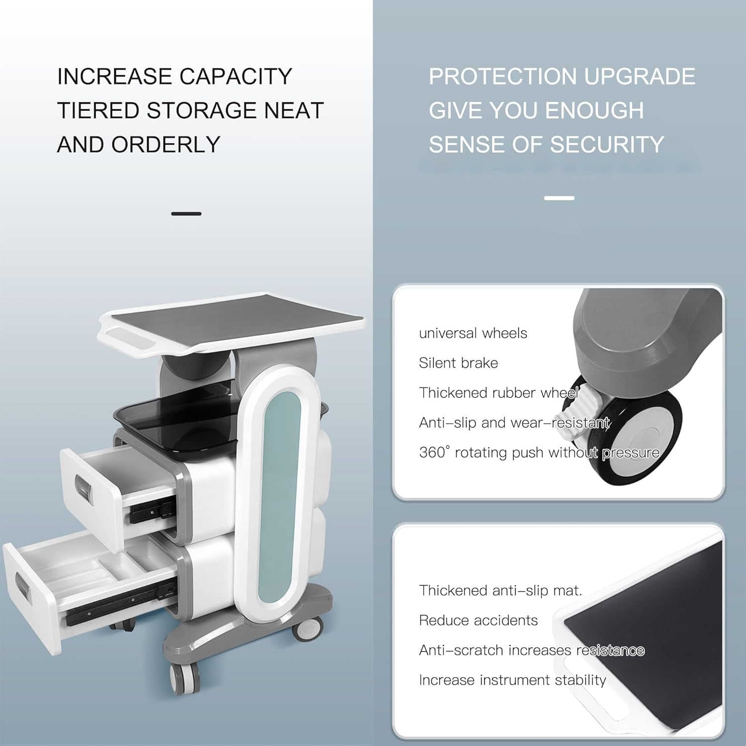 Medical Trolley Cart with Drawers and Wheels Professional Utility Cart for Home Bedroom Salon Lab Hospital Dental Office Clinic(L)