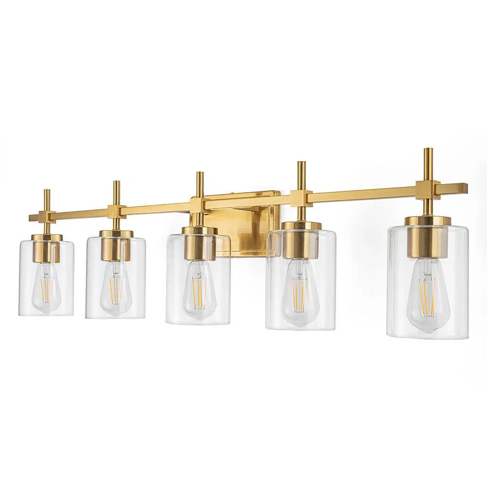Parrot Uncle Jasper Modern Clear Glass 5-Light Bathroom Vanity Light