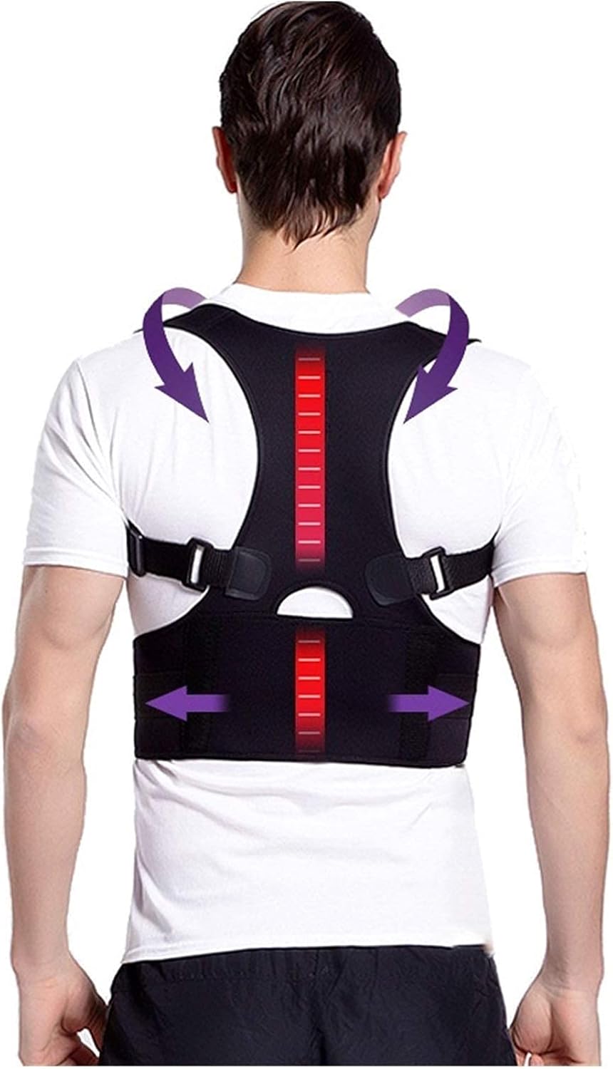 Back Posture Correction Adjustable Shoulder Lumbar Clavicle Brace Support Belt Straight Posture Corrector Corset,Beige-Xx-Large,Beige-S