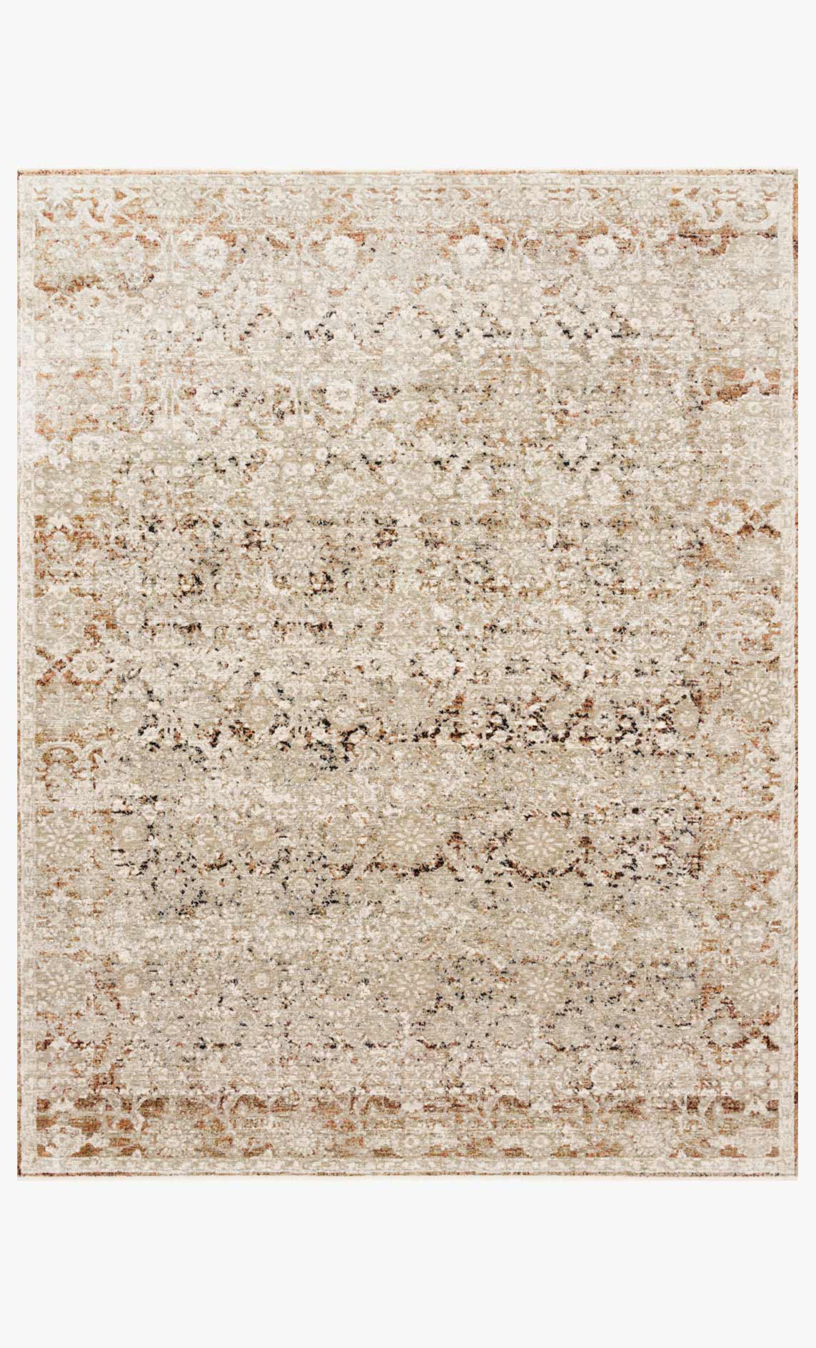 Loloi Theia Collection - Traditional Power Loomed Rug in Natural & Rust (THE-07)