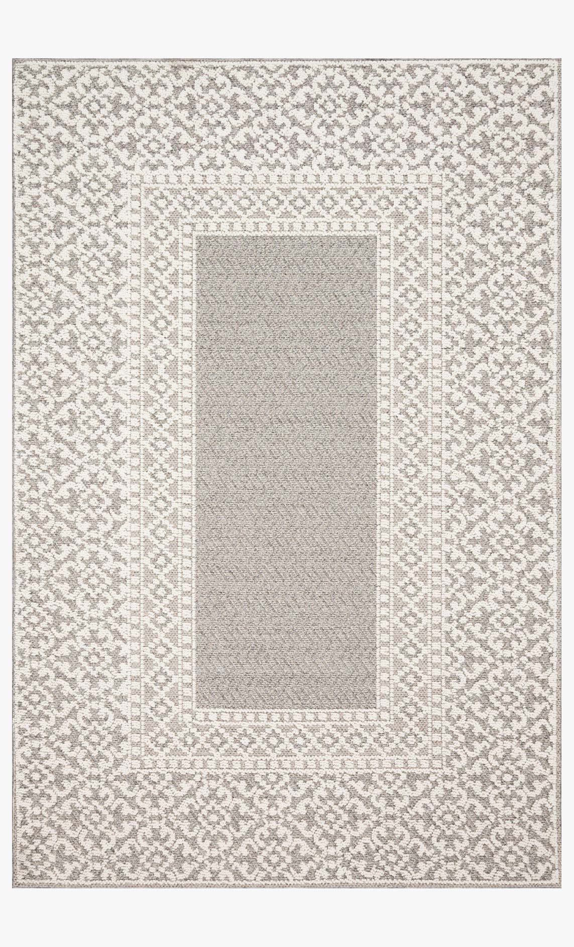 Loloi Cole Collection - Indoor/Outdoor Power Loomed Rug in Grey & Ivory (COL-05)