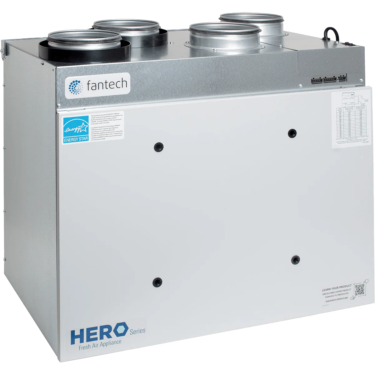 Fantech HERO 150H-EC 176 CFM Heat Recovery Ventilator w/EC Motor