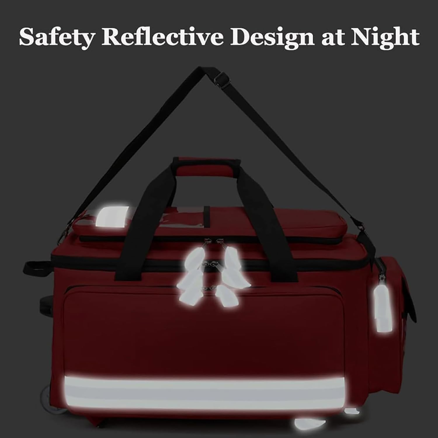 First Aid Kit Bag Rolling Medical Supplies Bag, Portable First Aid Bag, Rolling EMT with Wheels, Large Capacity Emergency Medical Backpack, Multi-Pocket Design, for Outdoor Hiking, Backpacking, Campin