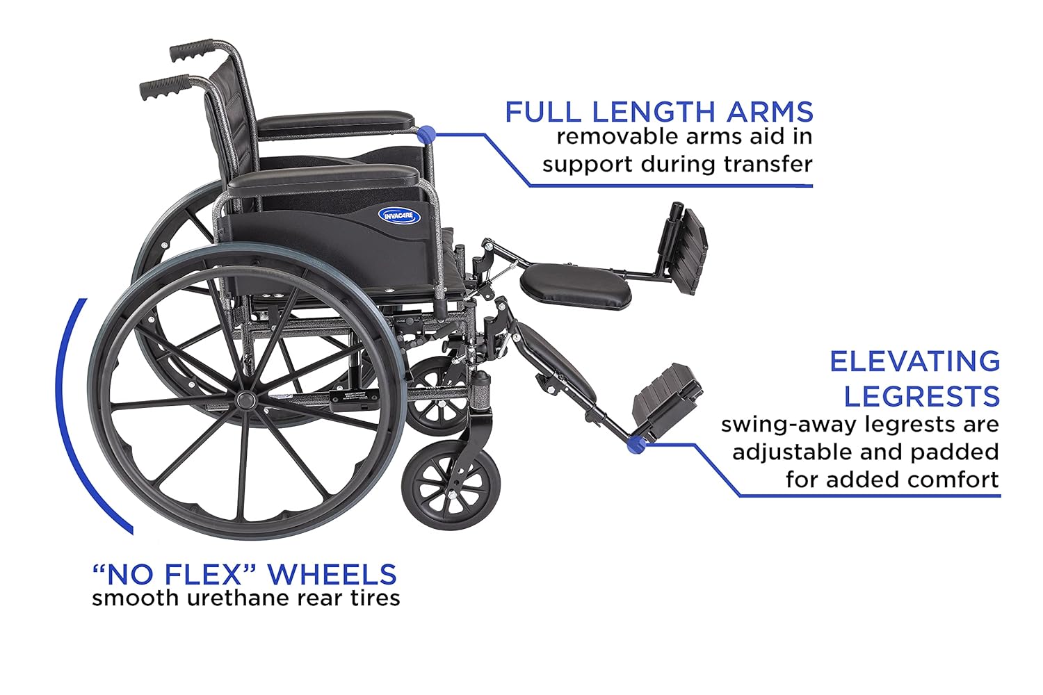 Invacare Tracer EX2 Wheelchair for Adults | Standard Folding | 20 Inch Seat | Legrests & Full Arms