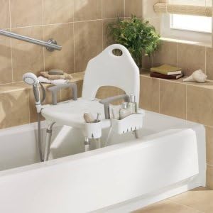 Moen DN7060 Home Care 22-Inch W x 19.25-Inch D Adjustable Height Bath Safety Shower Chair, Glacier