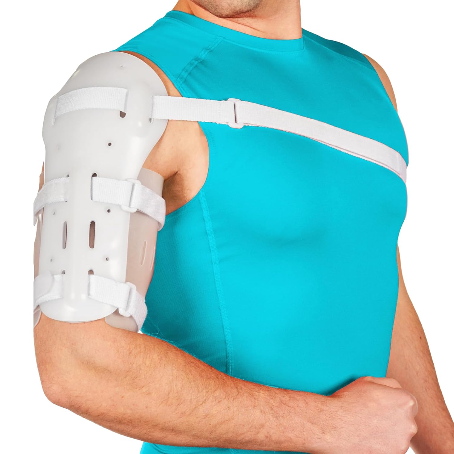 BraceAbility Sarmiento Brace - Humeral Shaft Fracture Splint Cast for Broken Upper Arm, Shoulder, Bicep and Humerus Bone with Stockinette Support (XL)
