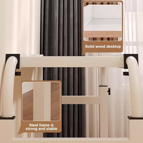 Over Bed Table with Wheels, Table Over Bed, Adjustable Overbed Table, Adjustable Height and Width Office Desk, Standing Workstation Laptop Cart, for Laptop, Eating, Home, Hospital (Color : W