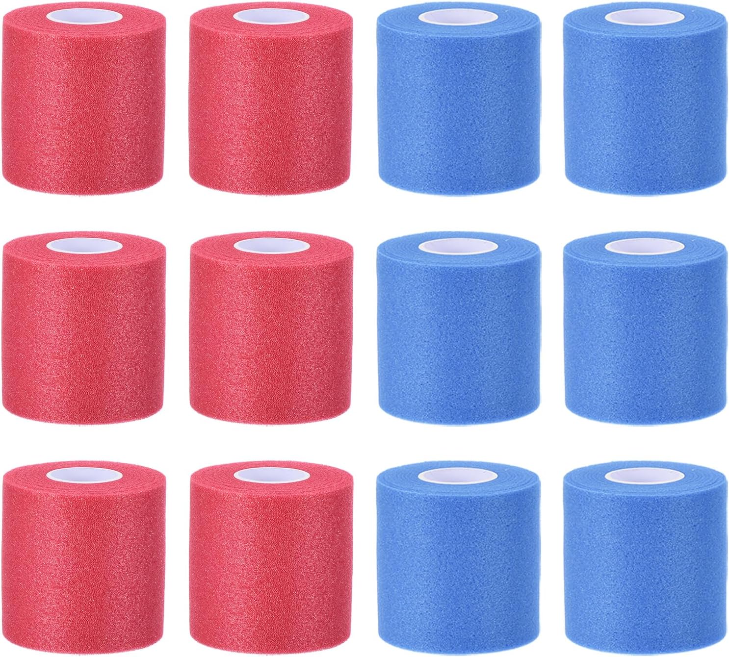 PATIKIL 12 Pack Foam Sports Pre-Wrap Athletic Tape Sports Elastic Wrap 30 Yard Breathable Bandage Rolls Tennis Racquet Grip Tape Cushion Wrap for Hair Ankles Wrist, 2 Colors