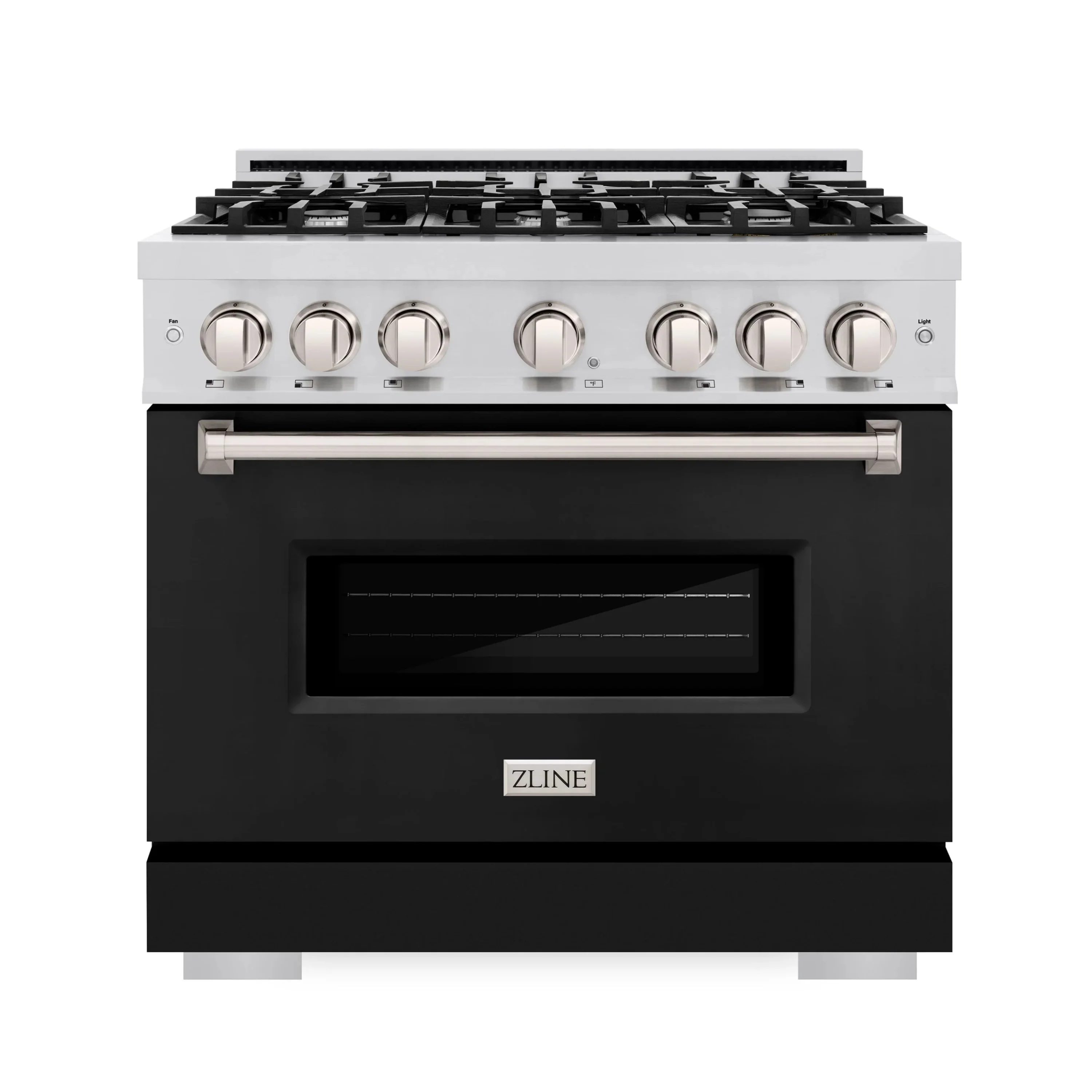 ZLINE 36-Inch Classic Series Dual Fuel Range with 6 Gas Burner Cooktop and 5.2 Cu. Ft. Electric Convection Oven in Stainless Steel with Black Matte Door (CDR-BLM-36)