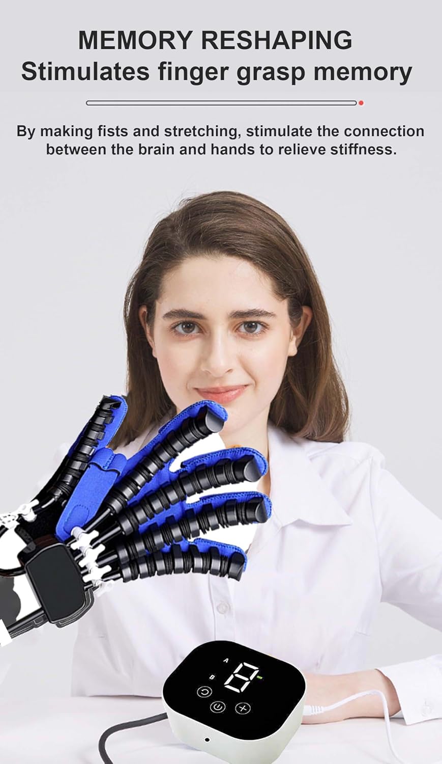 Rehabilitation Robot Glove, Hemiplegia Patient Left Right Hand Recovery Equipment, Adjustable Finger Orthosis Training Equipment, Relieve Cramps