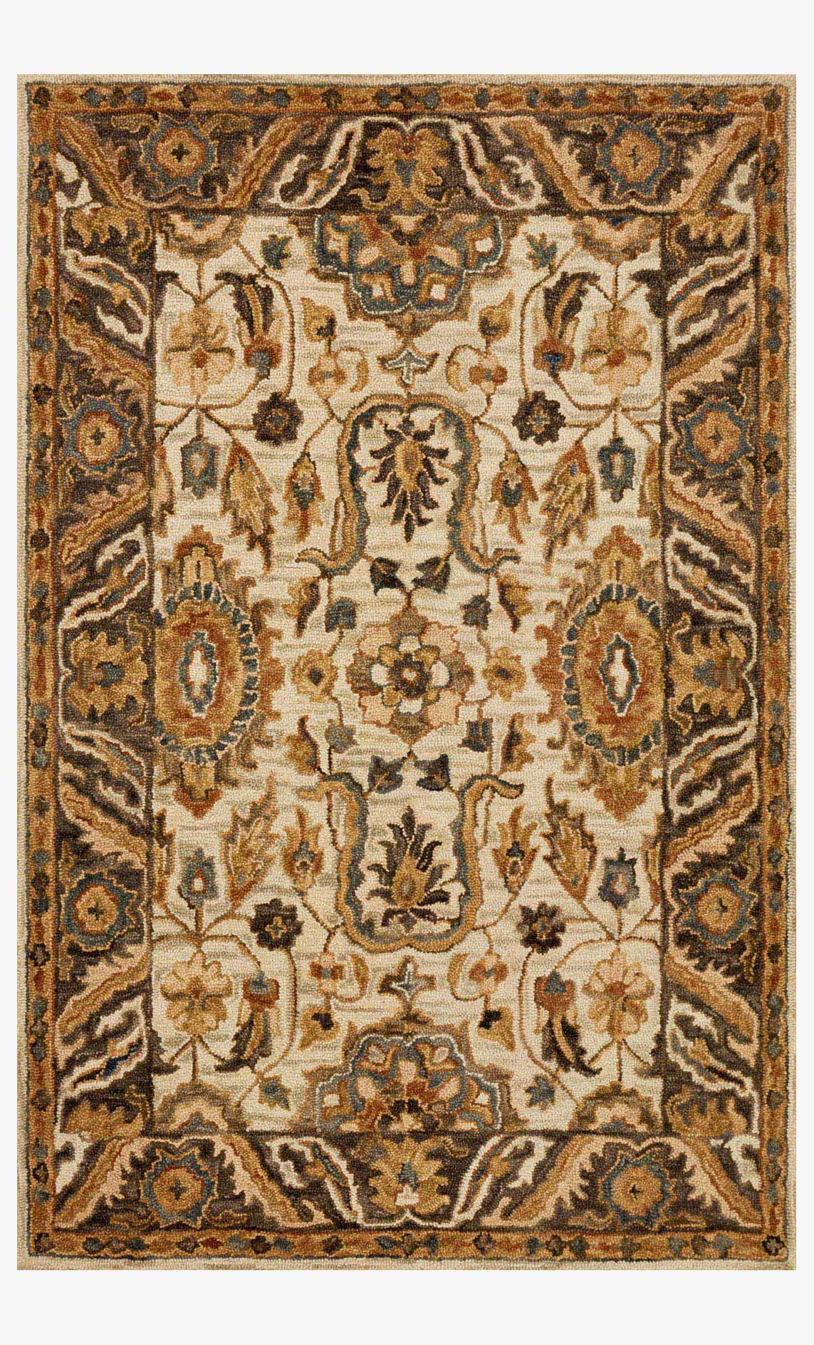 Loloi Victoria Collection - Traditional Hooked Rug in Ivory & Dk Taupe (VK-02)