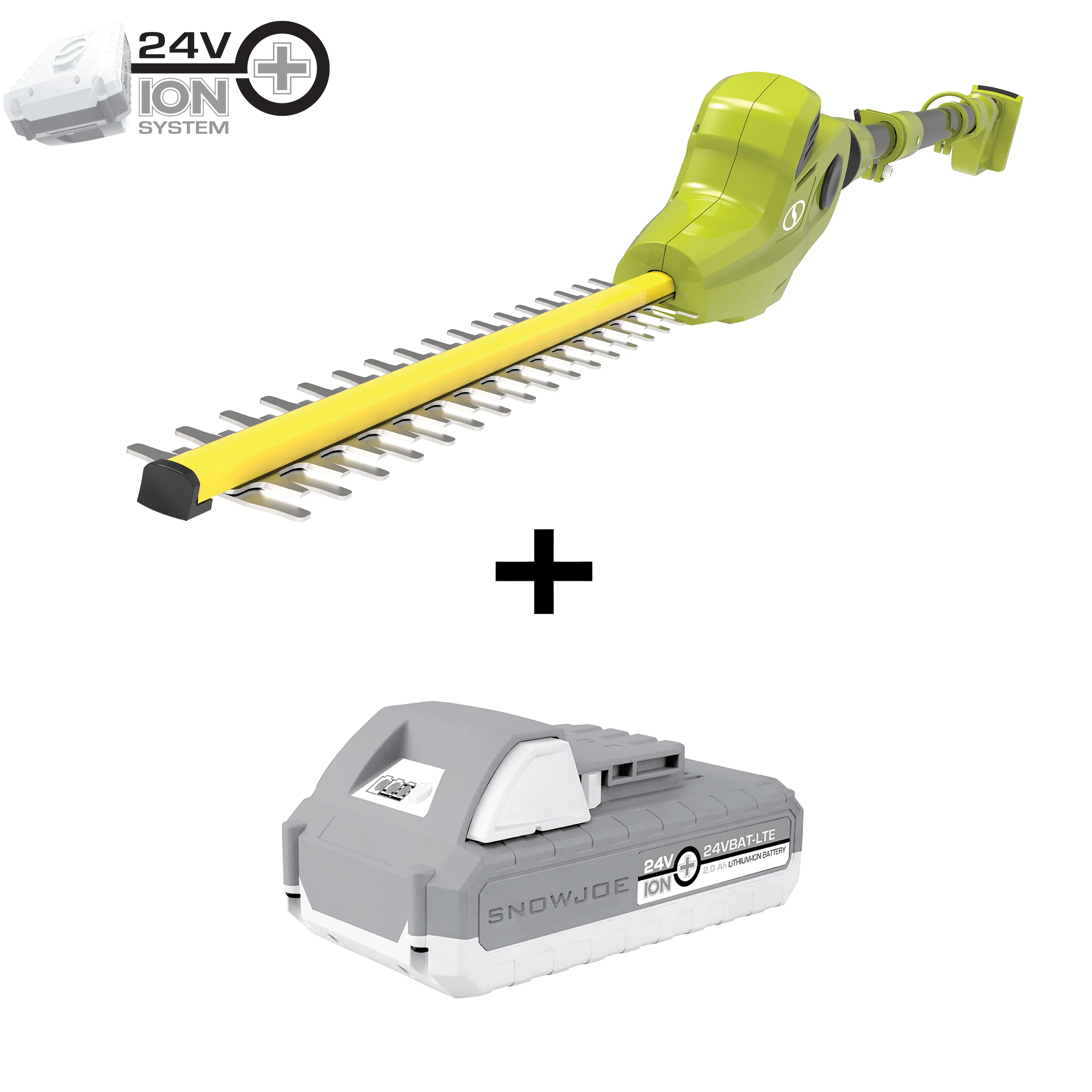 Sun Joe 24V-PHT17-LTE 24-Volt* IONMAX Cordless Pole Hedge Trimmer | 17-inch | W/ 2.0-Ah Battery + Charger