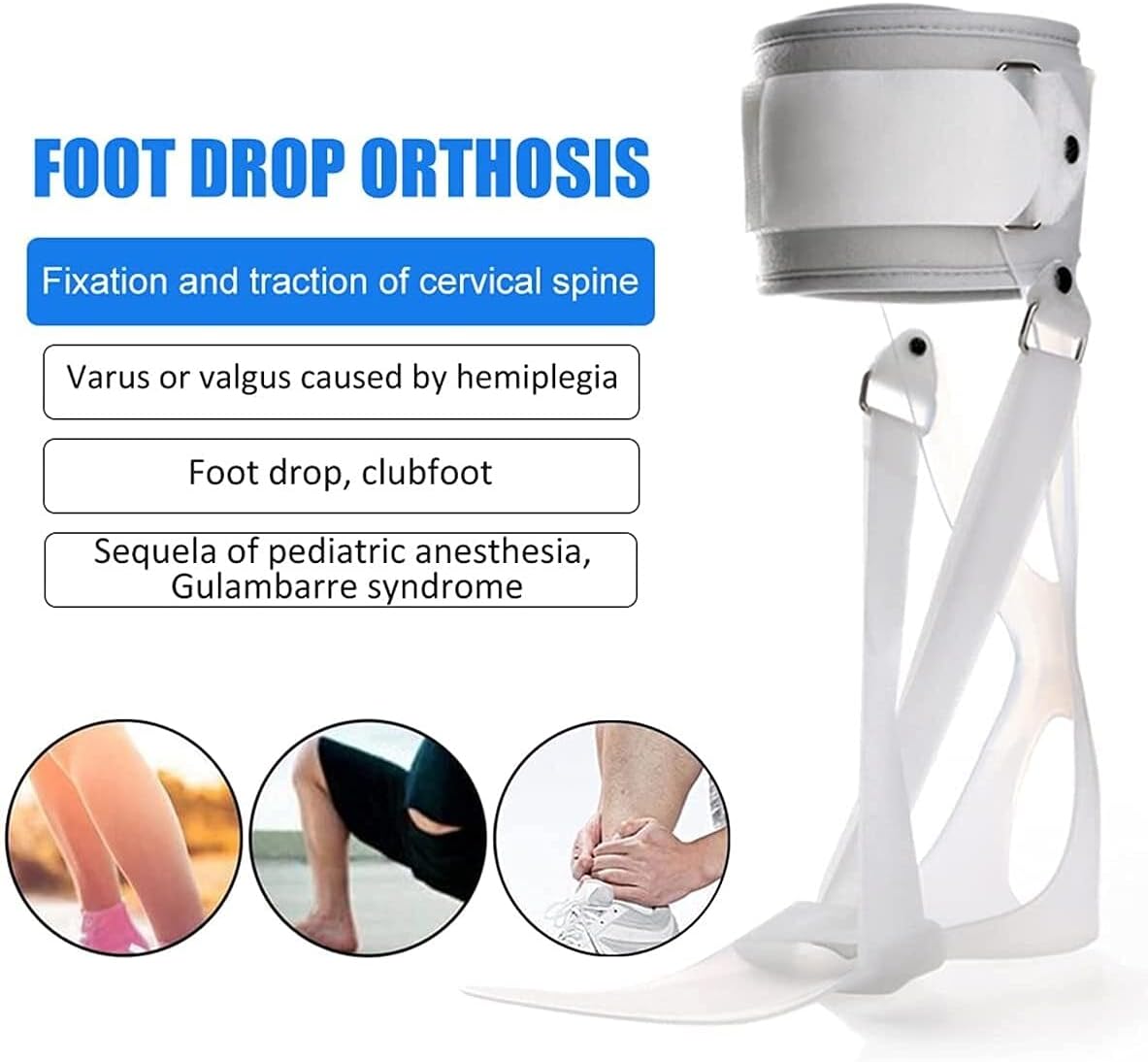 Foot Drop orthosis Posterior Lobe Foot Drop Orthosis Ankle Brace Orthosis Can Be Adjusted to Correct Ankle Varus and Ankle Joint Fixation to Relieve Pain (Color : Left, Size : S)