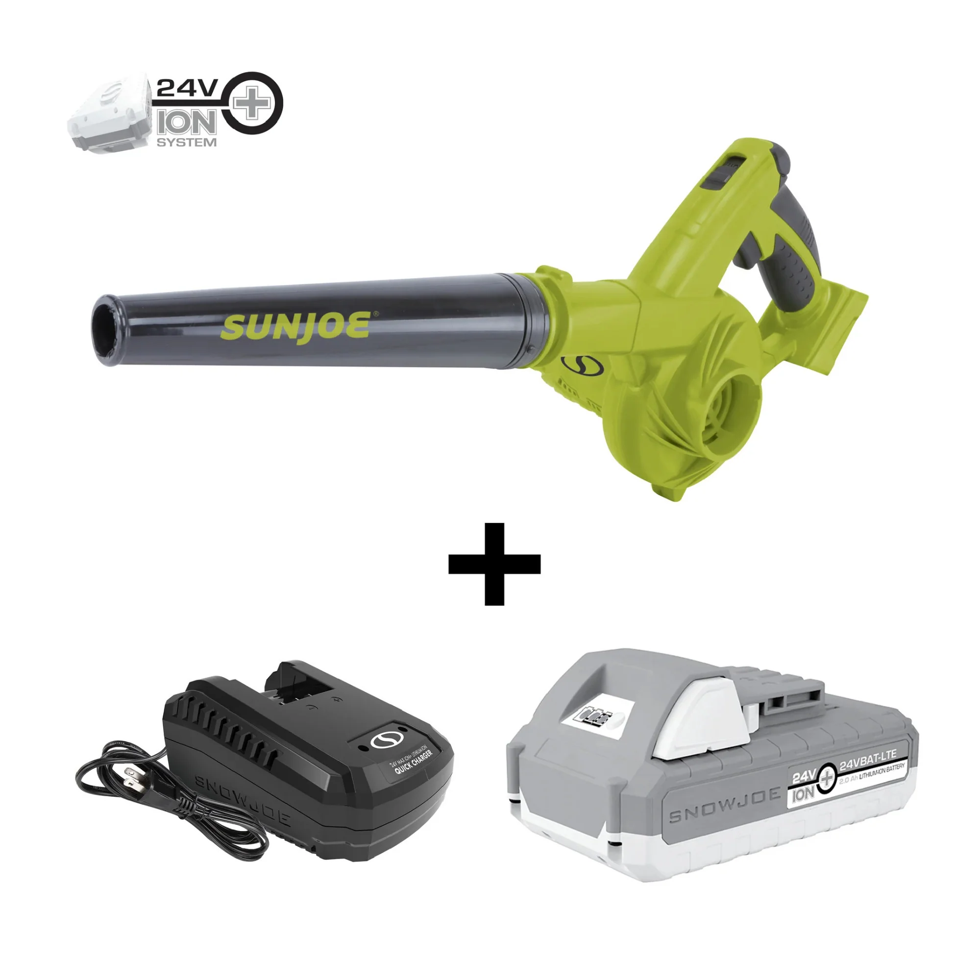 Sun Joe 24V IONMAX Blower Plus Vacuum 2-in-1 with 2-Speed Lightweight