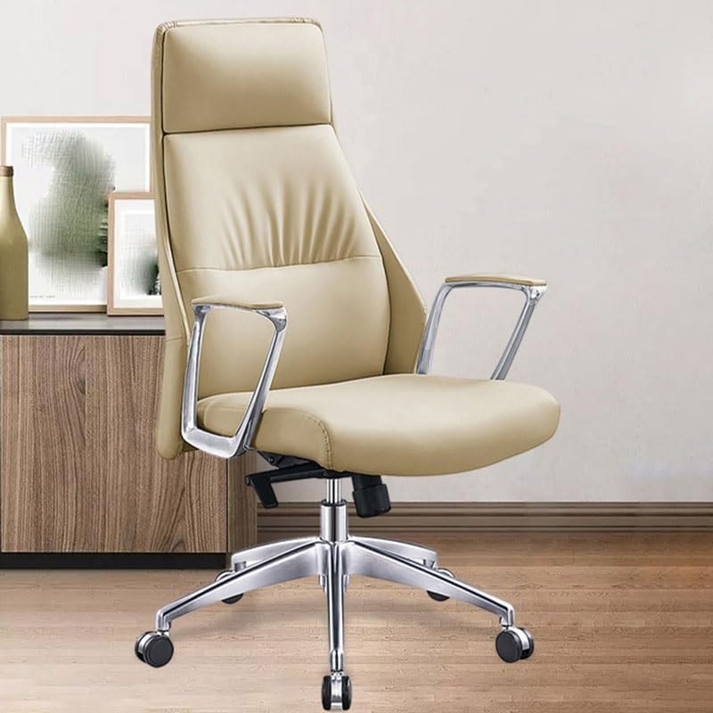 Manager Office Chair Rotate Computer Stool High Back Support Leather Furniture with Armrest Sponge Cushion (D As Shown)