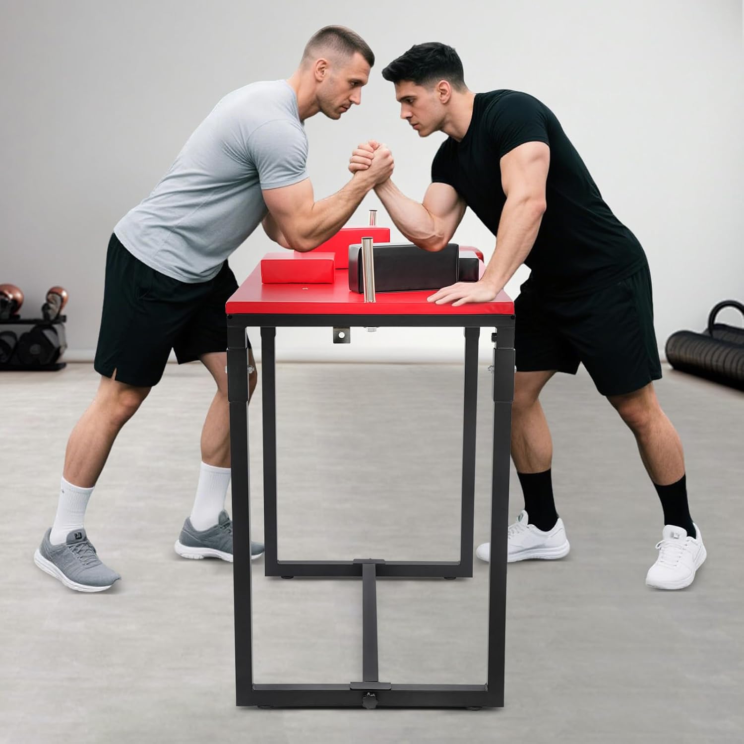 Arm Wrestling Table | Professional Battle Table | Foldable Wrist Strength Training Support Plate | with Handles Elbow Pads and Forearm Pads | Standard Wrist Handle | 39.3inch Tall