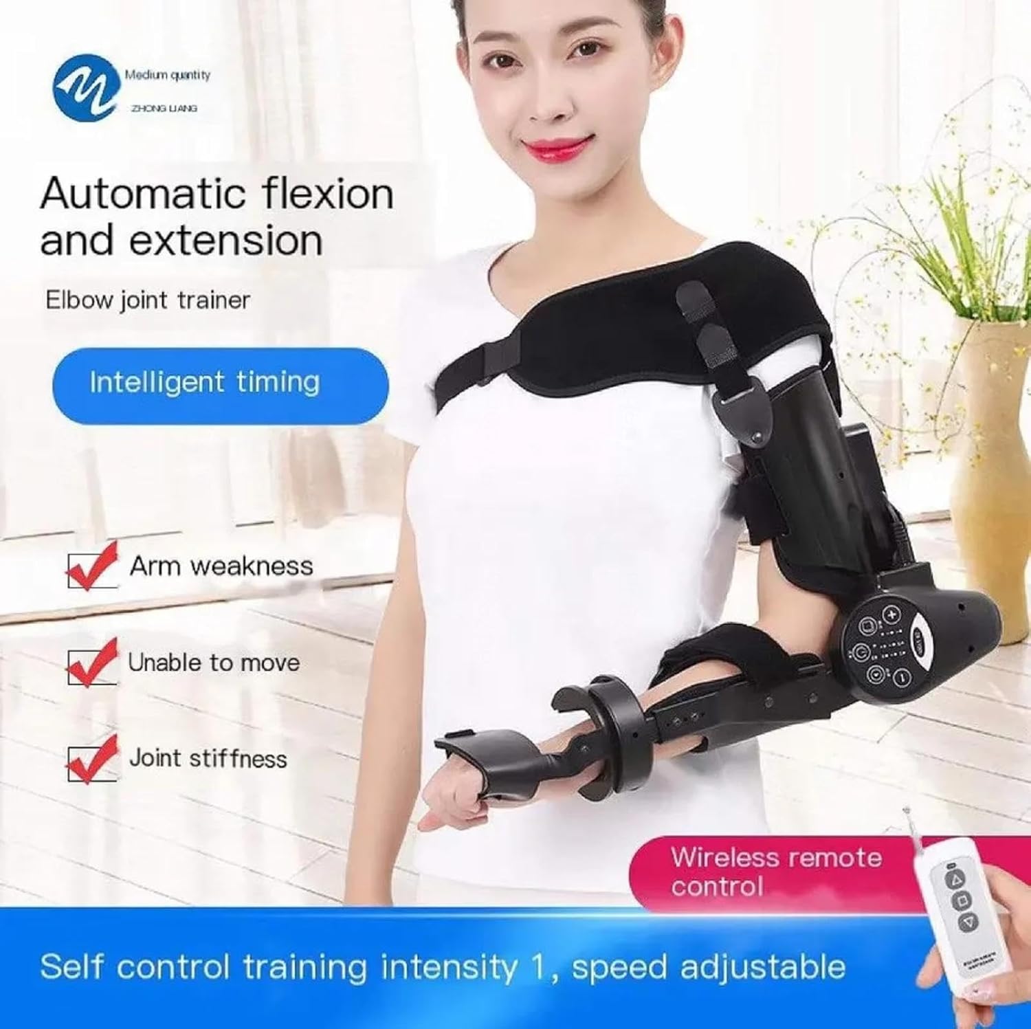 Electric Elbow Joint Rehabilitation Device, Wireless Intelligent Key Control, Precisely Control The Extension and Flexion Angle, Hinged Elbow Brace Arm Exerciser,
