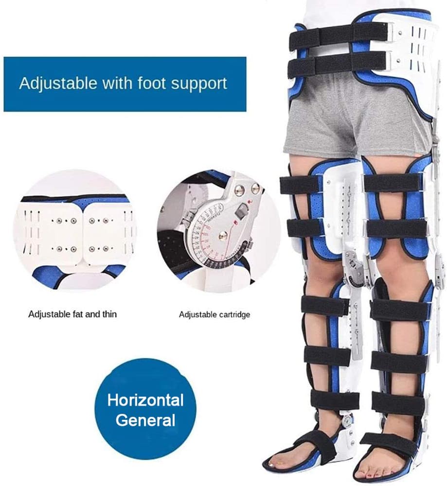 Hip Knee Ankle Foot Fixation Orthosis, Adjustable Hinged ROM Knee Hip Brace Leg Fracture Foot and Orthotics of Lower Limbs (Left-M