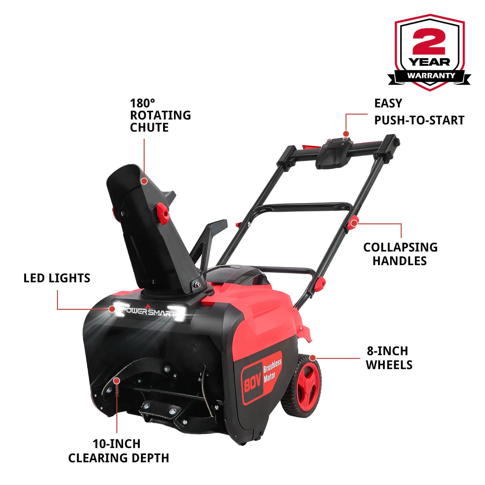 80V 21'' Single Stage Cordless Snow Blower HB2801&HB2802